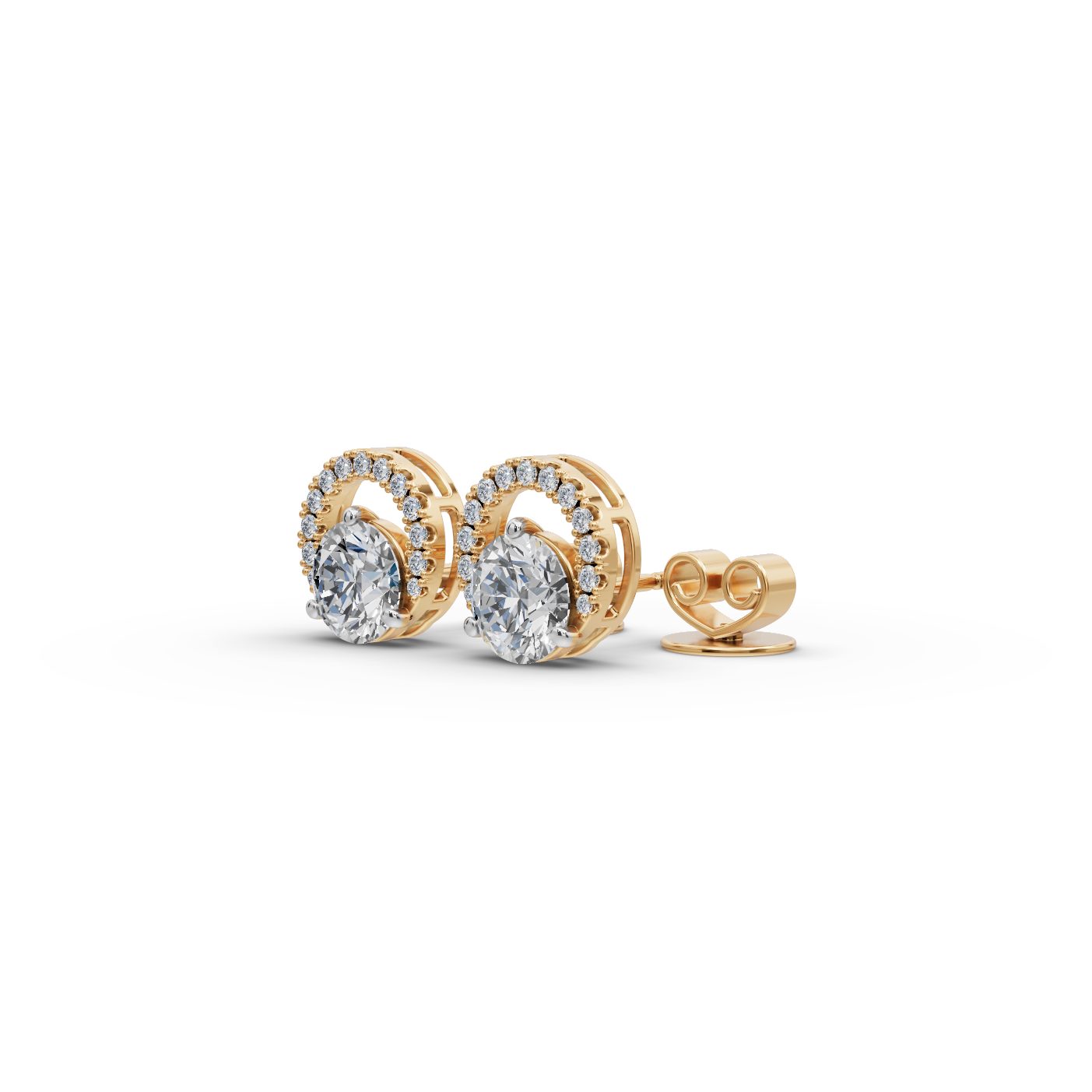 Infinite Dew Round Lab-Grown Diamond Studs Earring in yellow gold