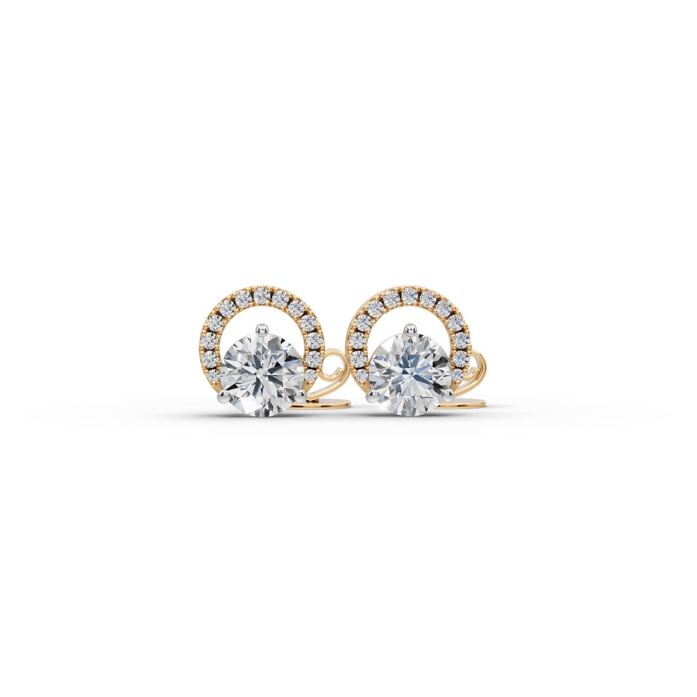 Infinite Dew Round Lab-Grown Diamond Studs Earring in yellow gold, set with lab-grown diamonds