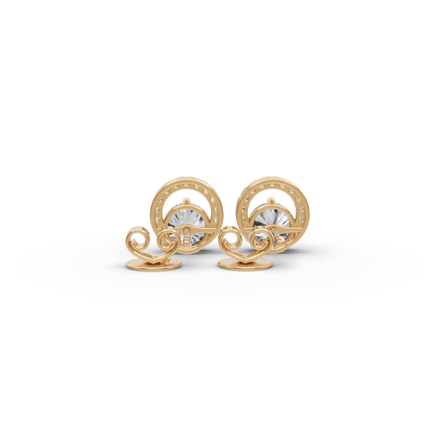 Infinite Dew Round Lab-Grown Diamond Studs Earring in yellow gold