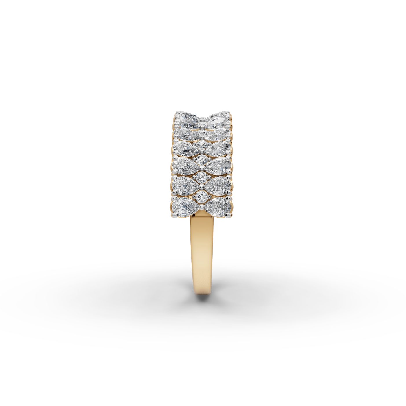 Regal Cascade Pear Lab-Grown Diamond Bands Ring in yellow gold