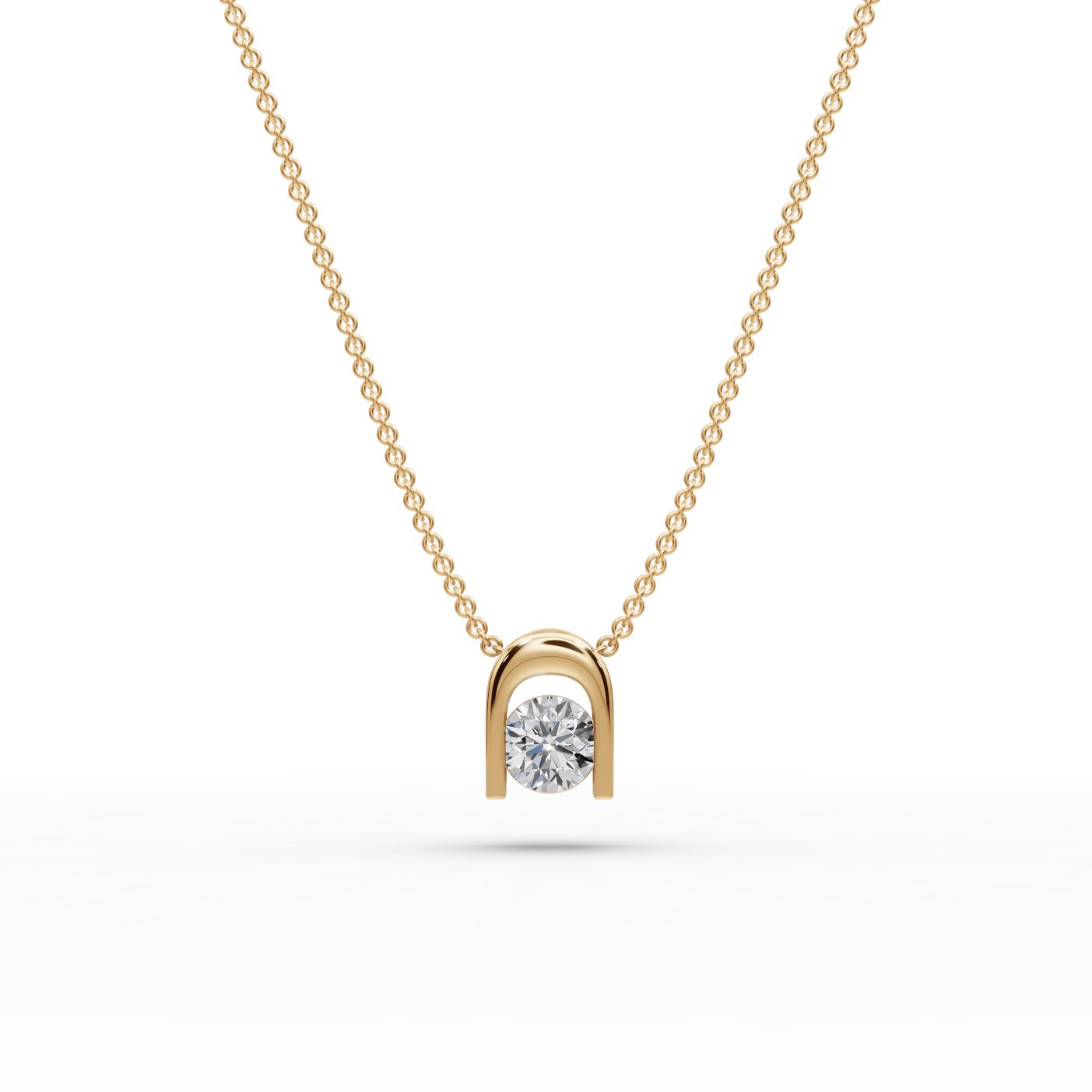 Eternal Dew Round Lab-Grown Diamond Solitaire Pendant in yellow gold