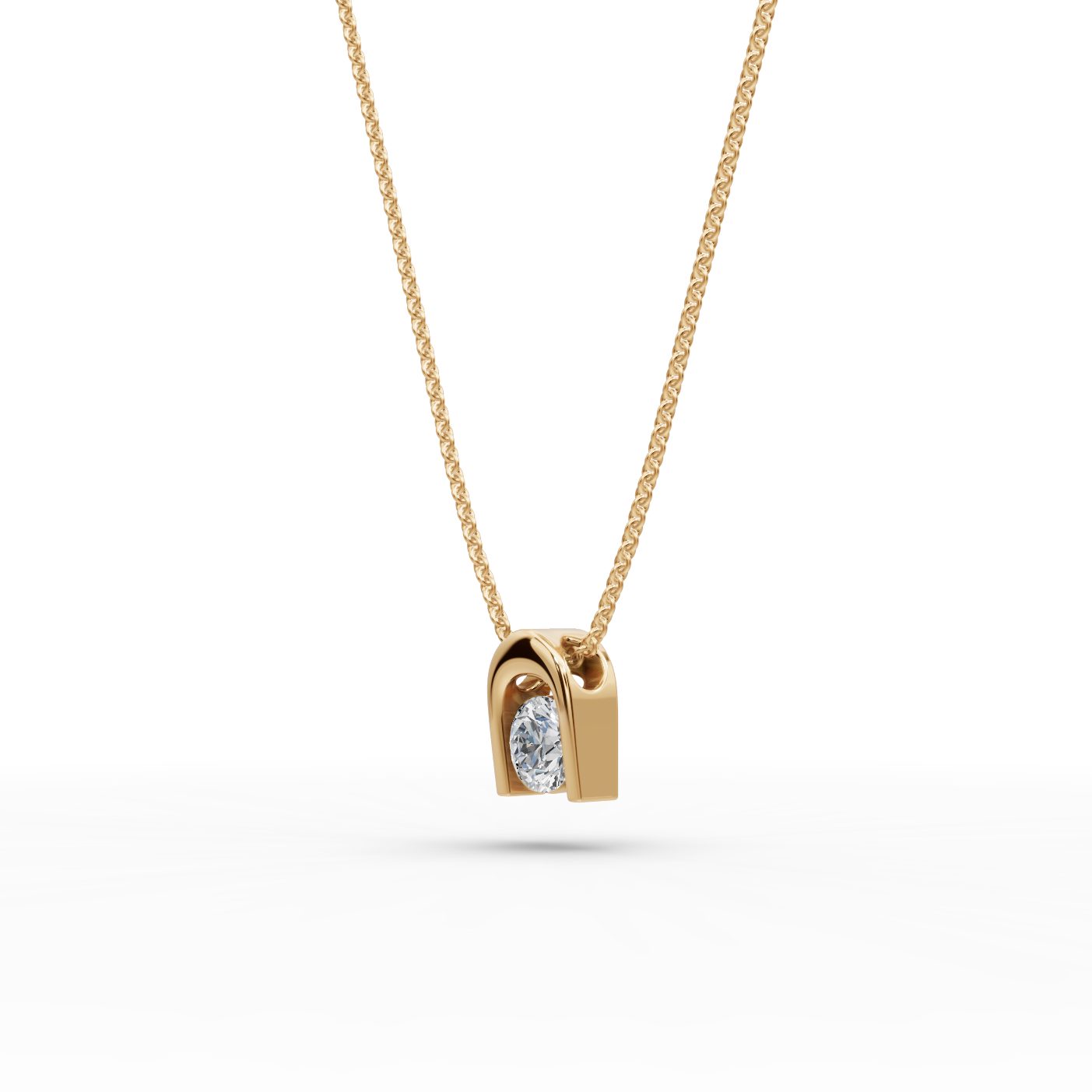 Eternal Dew Round Lab-Grown Diamond Solitaire Pendant in yellow gold