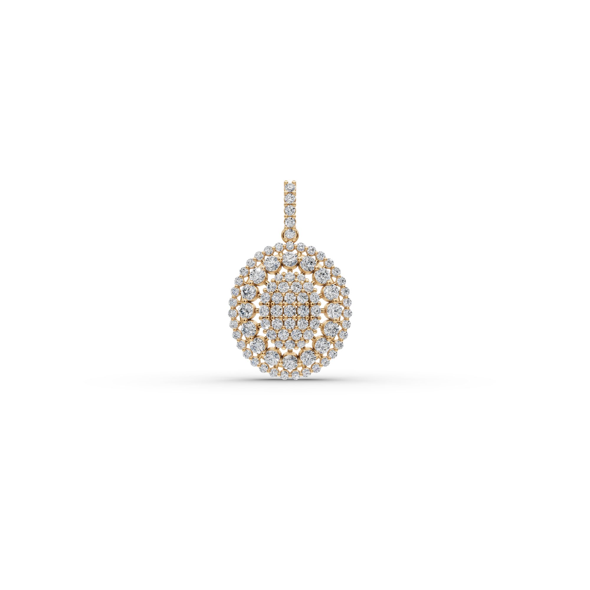 Infinite Grace Round Lab-Grown Diamond Cluster Pendant in yellow gold, set with lab-grown diamonds