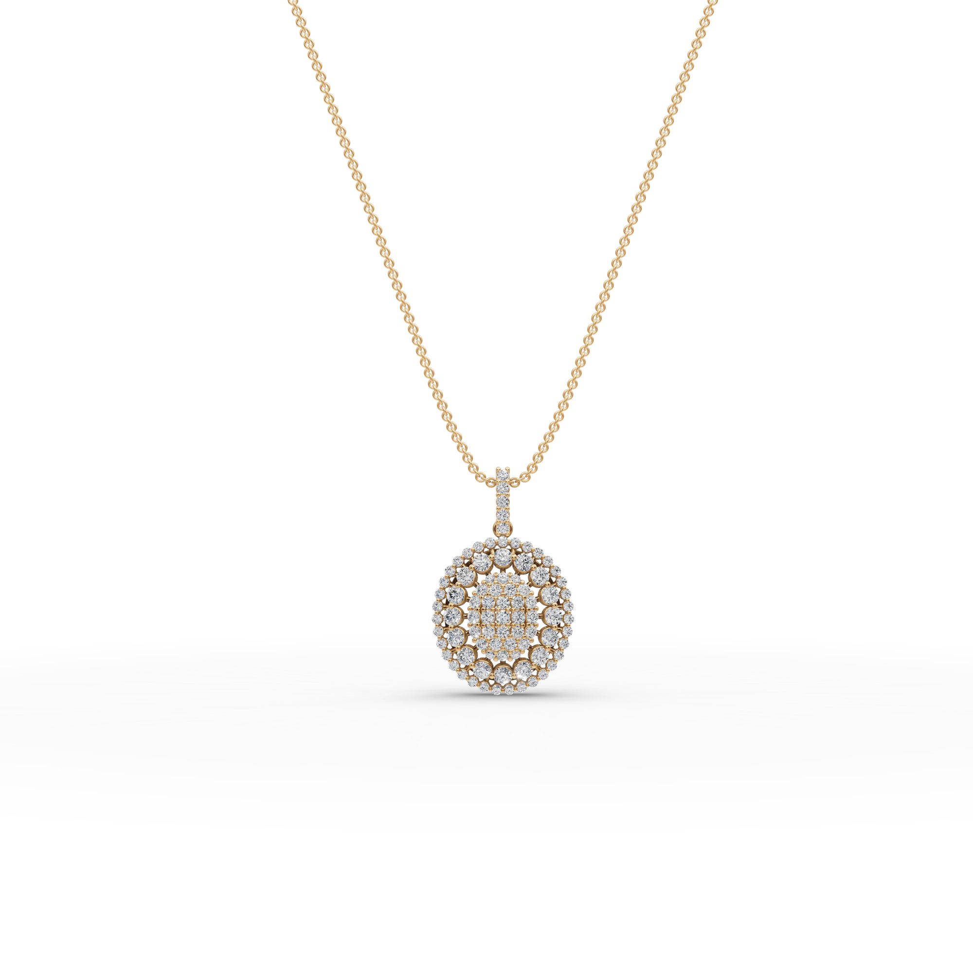 Infinite Grace Round Lab-Grown Diamond Cluster Pendant in yellow gold