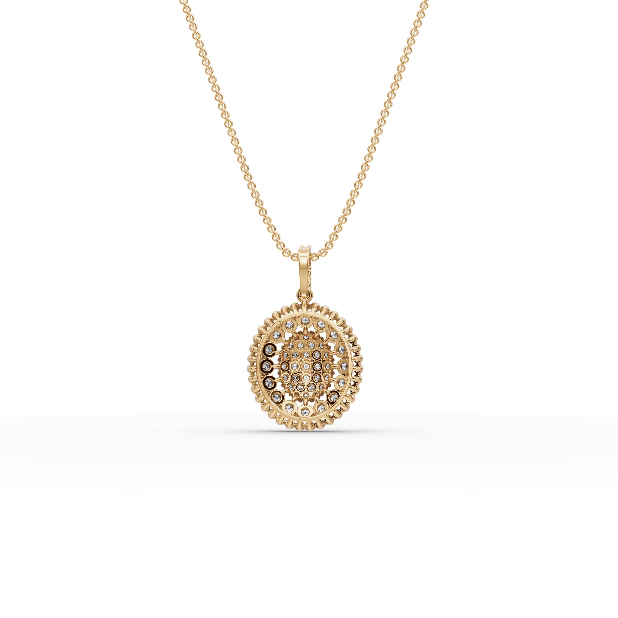 Infinite Grace Round Lab-Grown Diamond Cluster Pendant in yellow gold