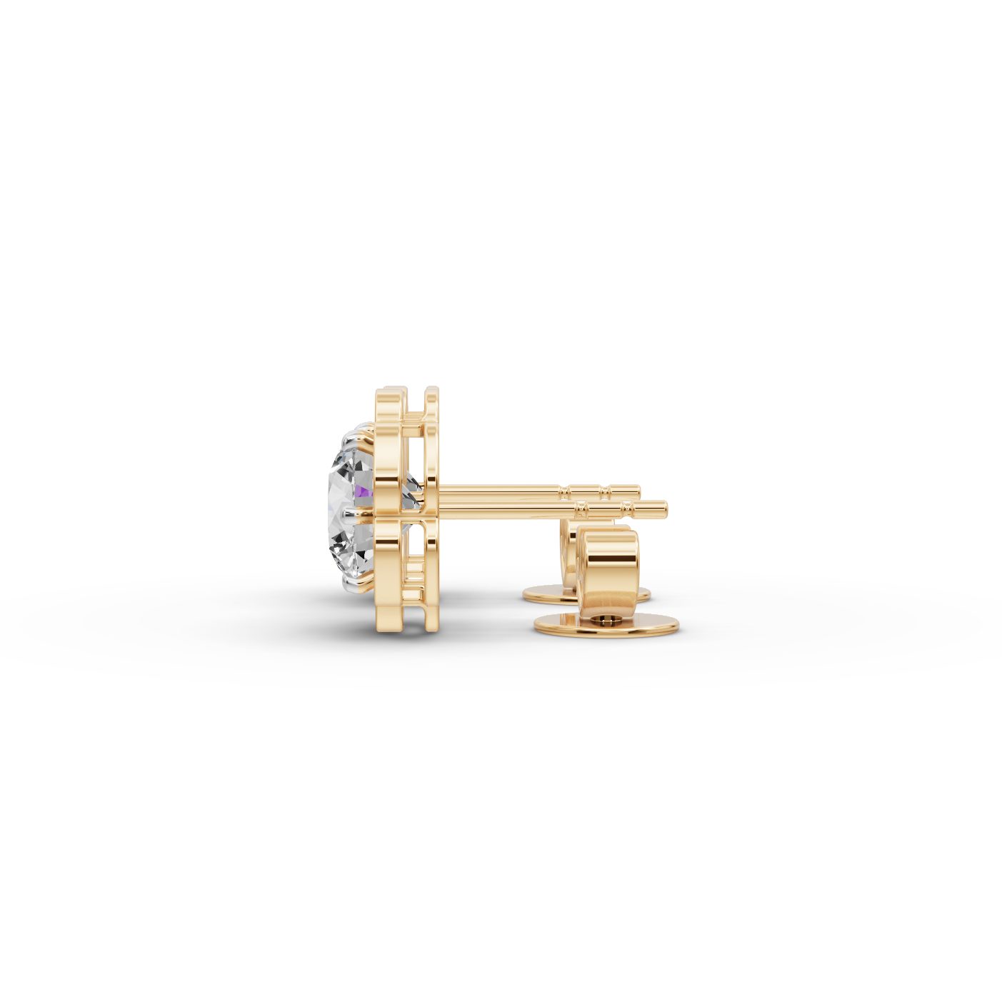 Delicate Dew Round Lab-Grown Diamond Studs Earring in yellow gold
