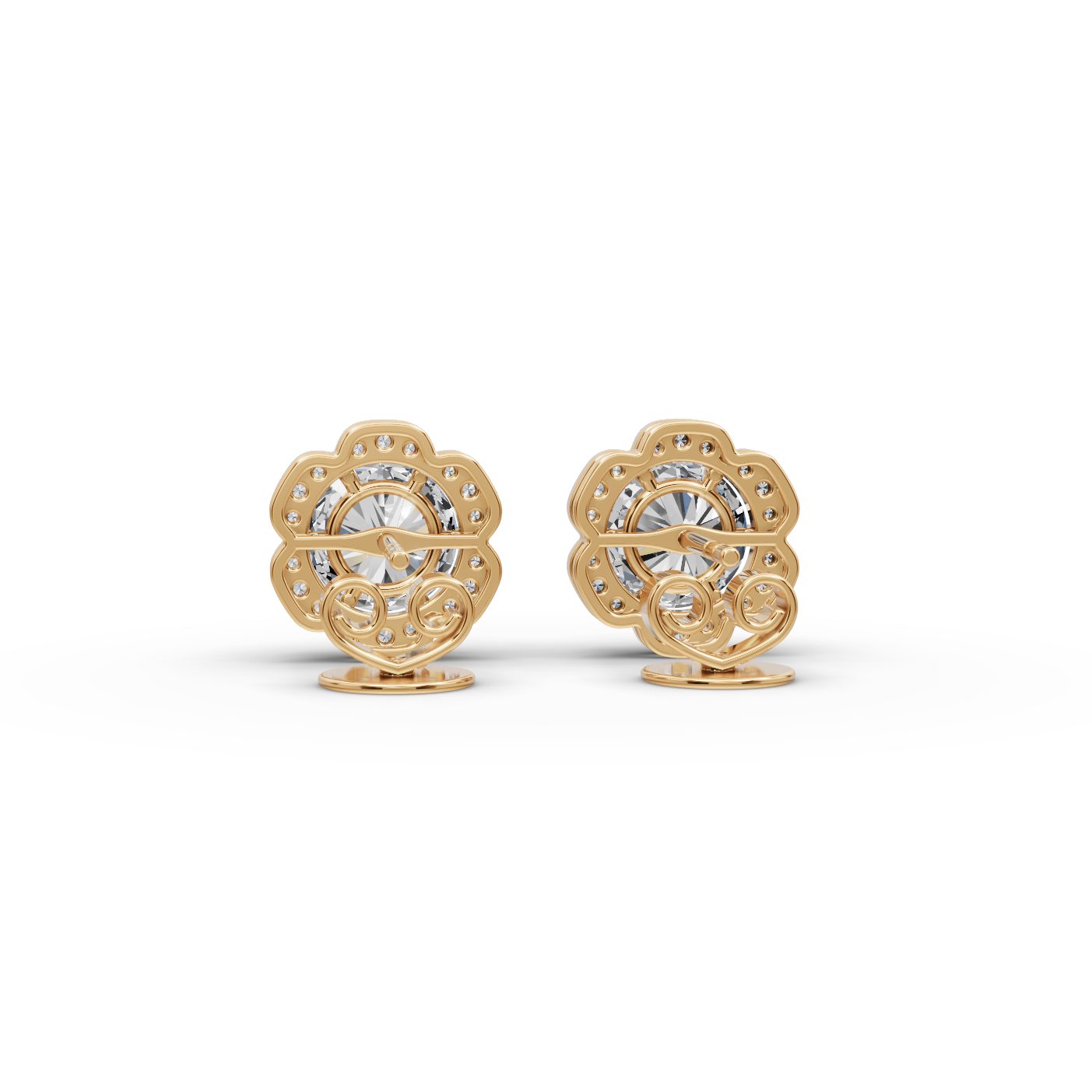 Delicate Dew Round Lab-Grown Diamond Studs Earring in yellow gold