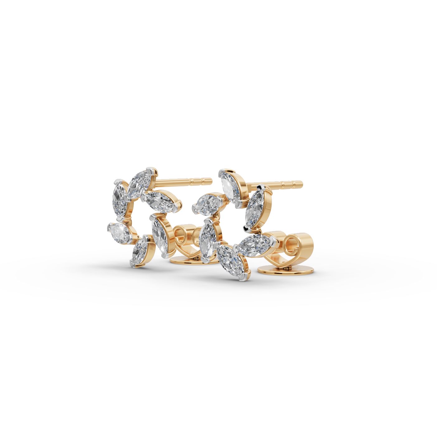 Delicate Light Marquise Lab-Grown Diamond Studs Earring in yellow gold