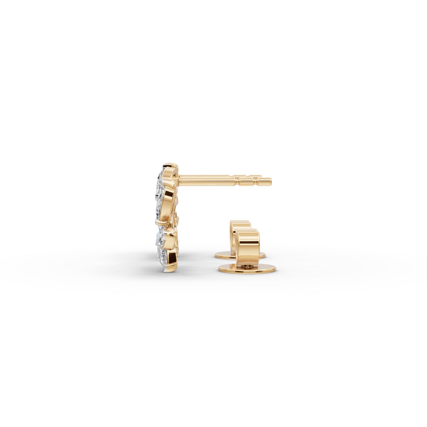 Delicate Light Marquise Lab-Grown Diamond Studs Earring in yellow gold
