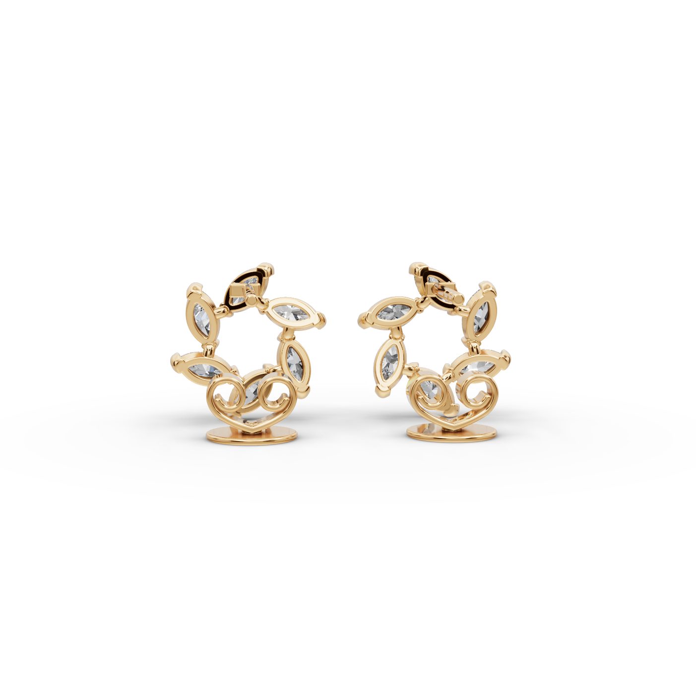 Delicate Light Marquise Lab-Grown Diamond Studs Earring in yellow gold