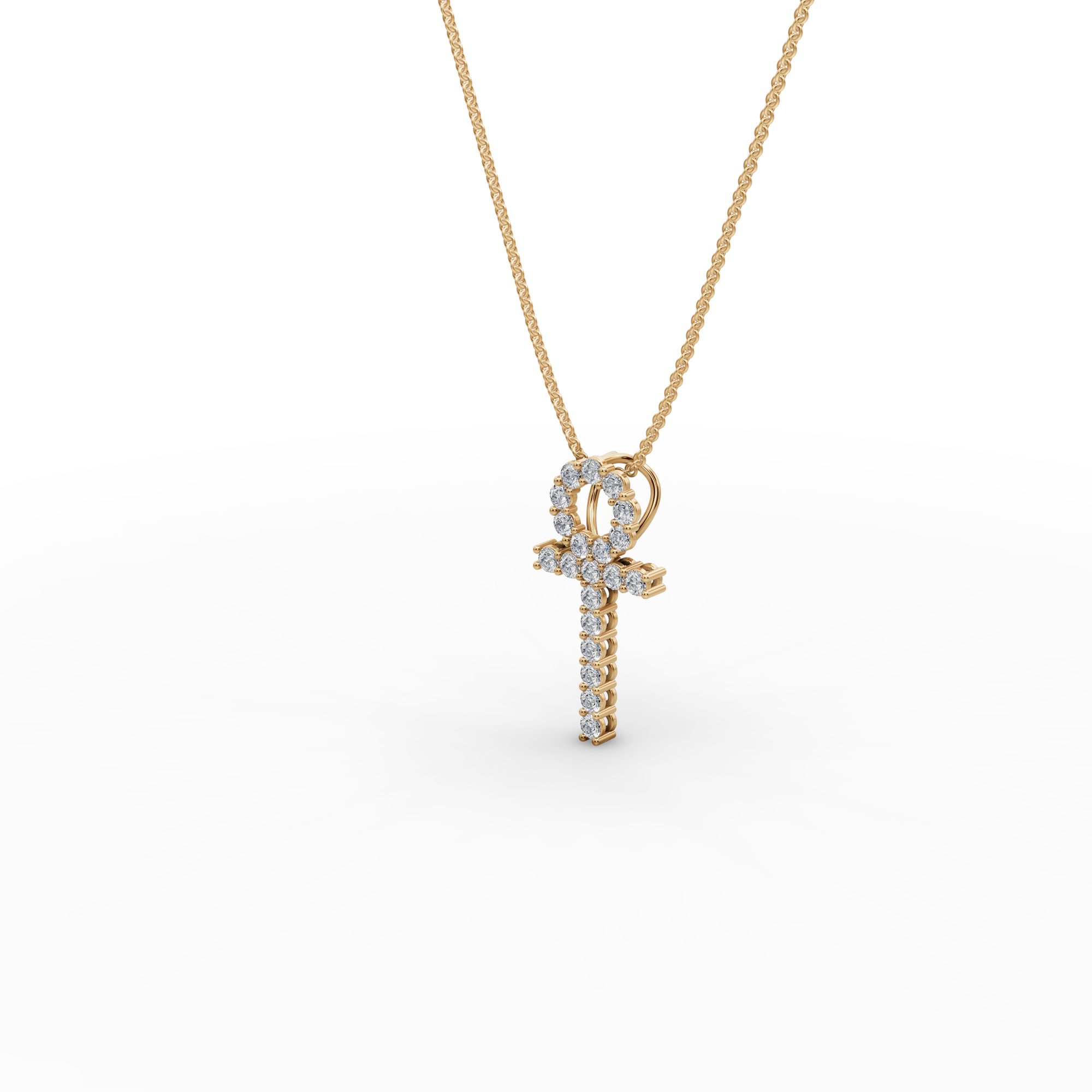 Endless Light Ankh Lab-Grown Diamond Pendant in yellow gold
