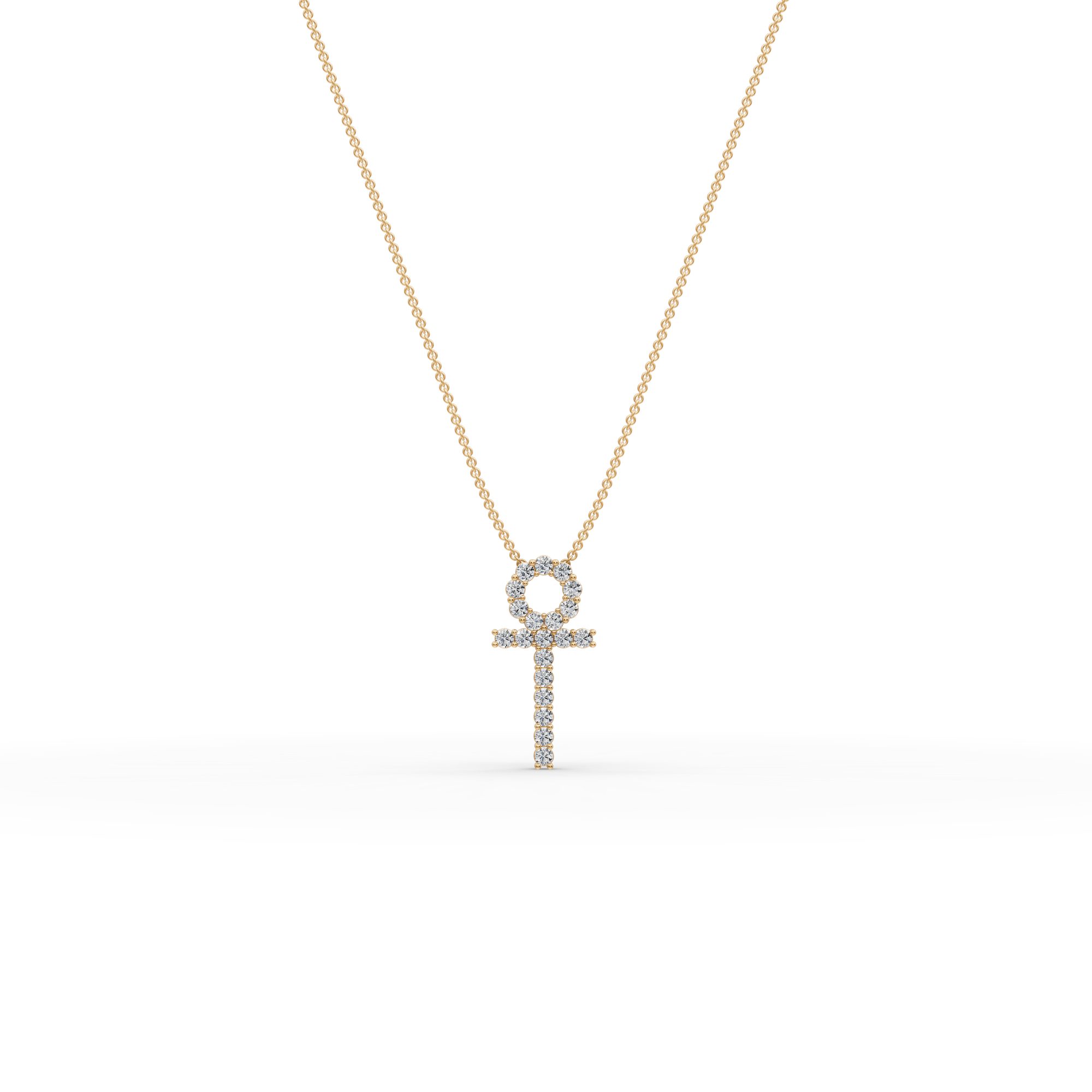 Endless Light Ankh Lab-Grown Diamond Pendant in yellow gold