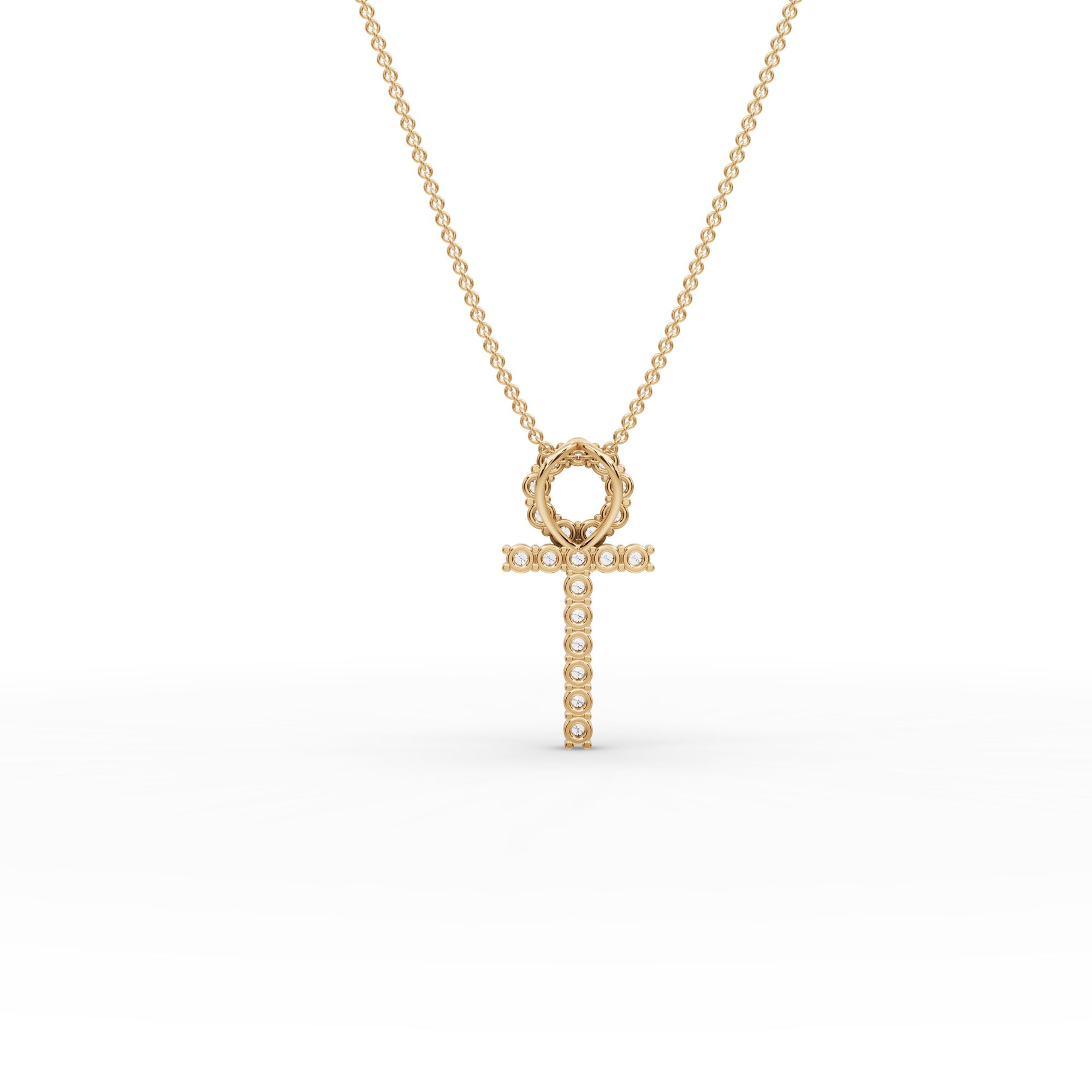 Endless Light Ankh Lab-Grown Diamond Pendant in yellow gold