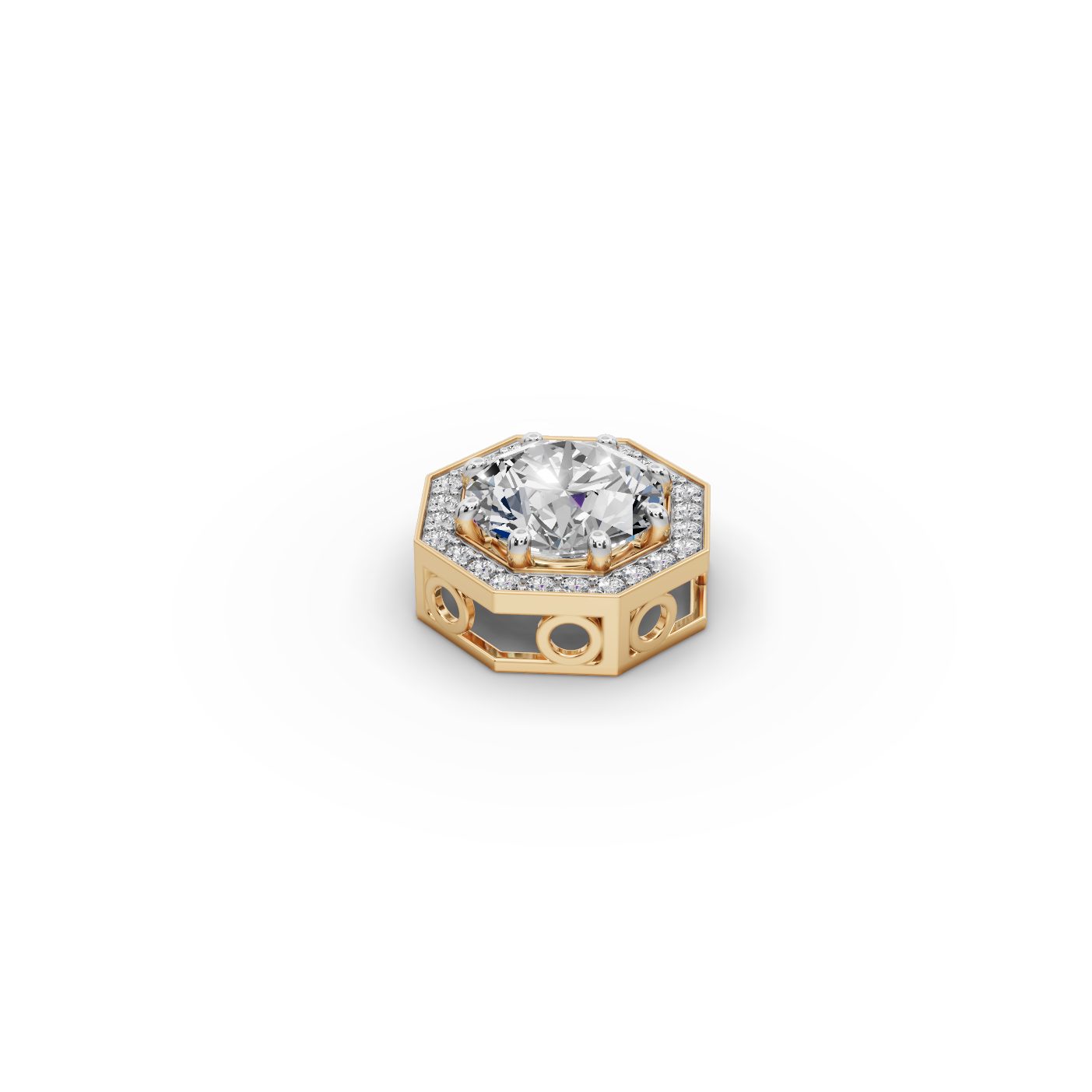 Eternal Glow Round Lab-Grown Diamond Halo Pendant in yellow gold