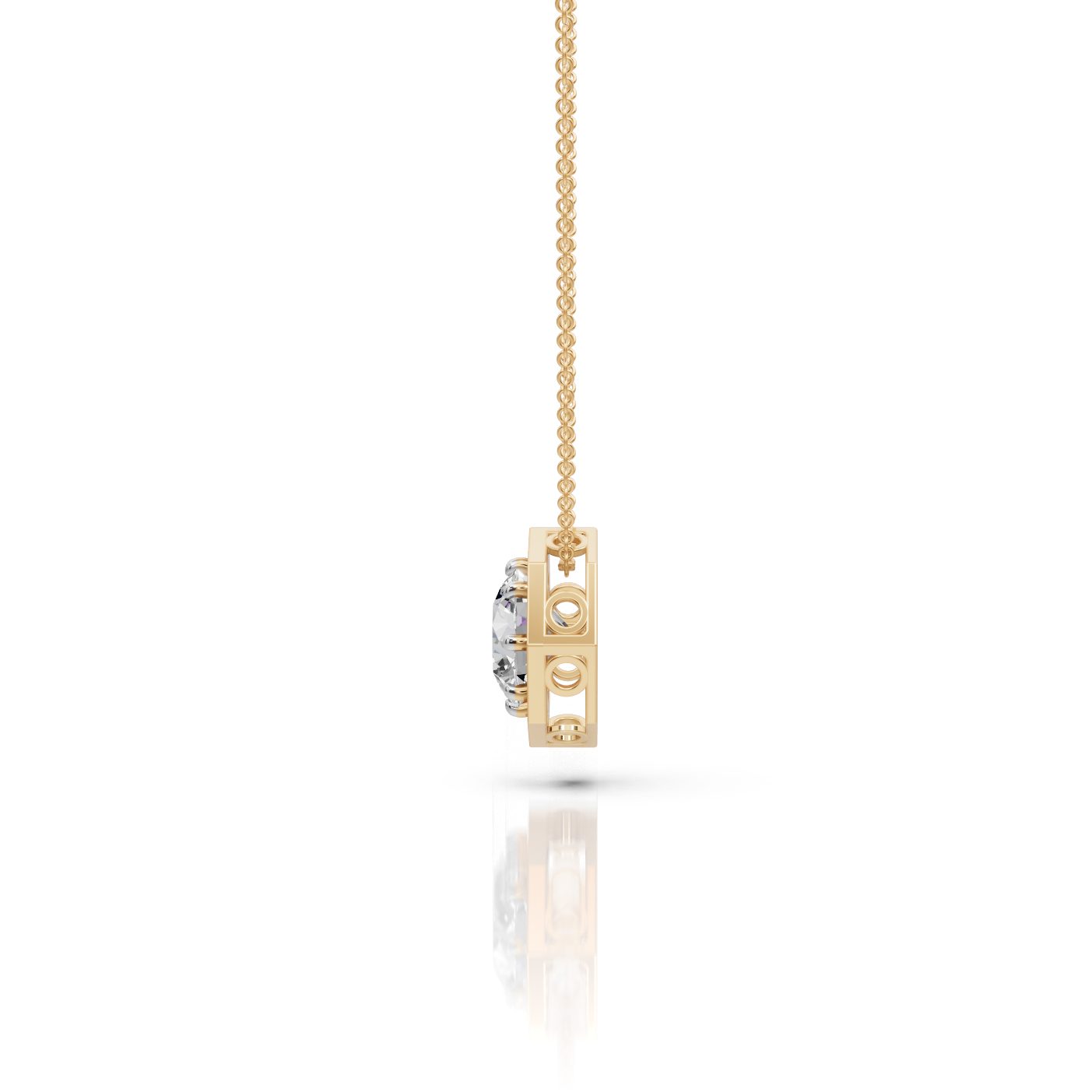 Eternal Glow Round Lab-Grown Diamond Halo Pendant in yellow gold