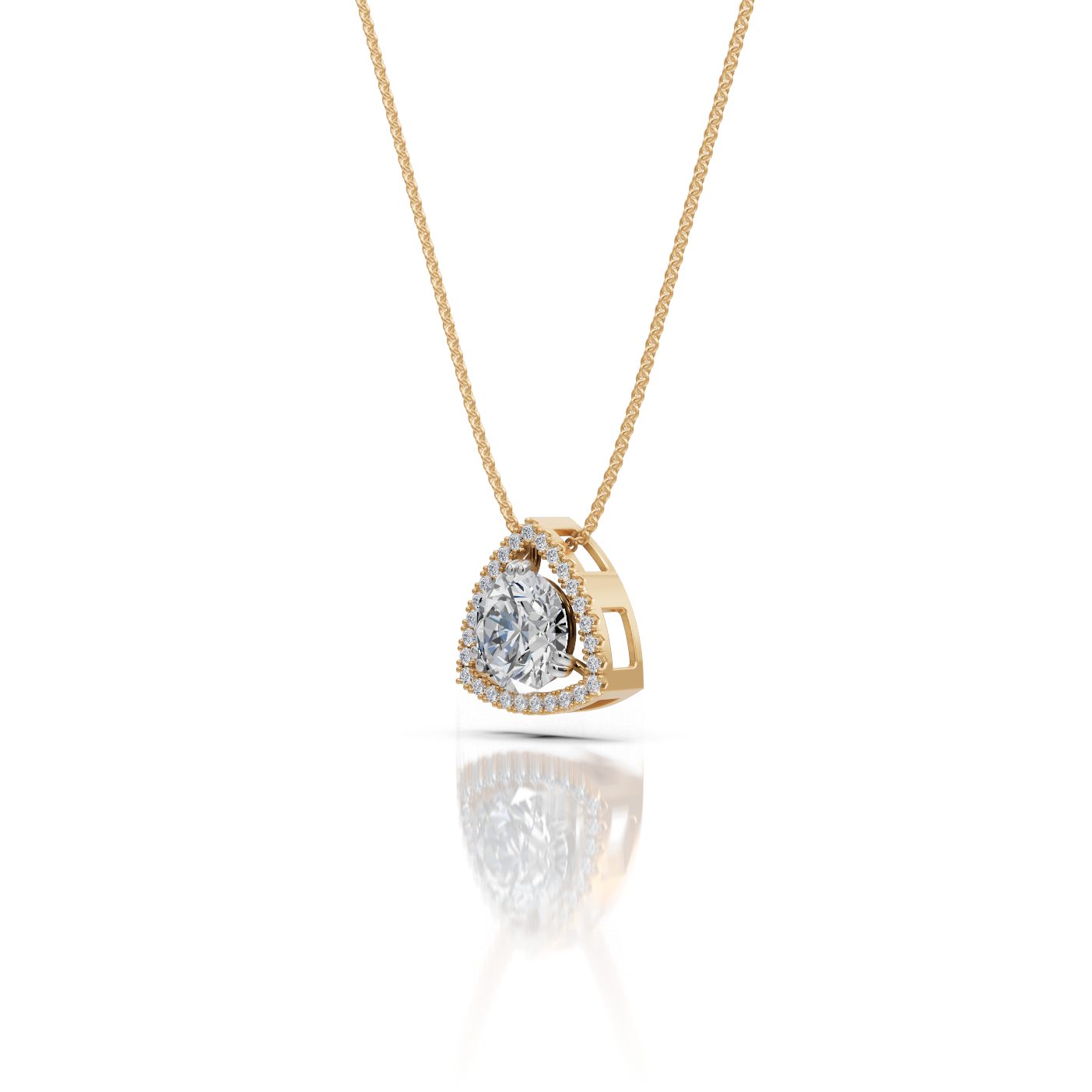 Timeless Dew Round Lab-Grown Diamond Halo Pendant in yellow gold