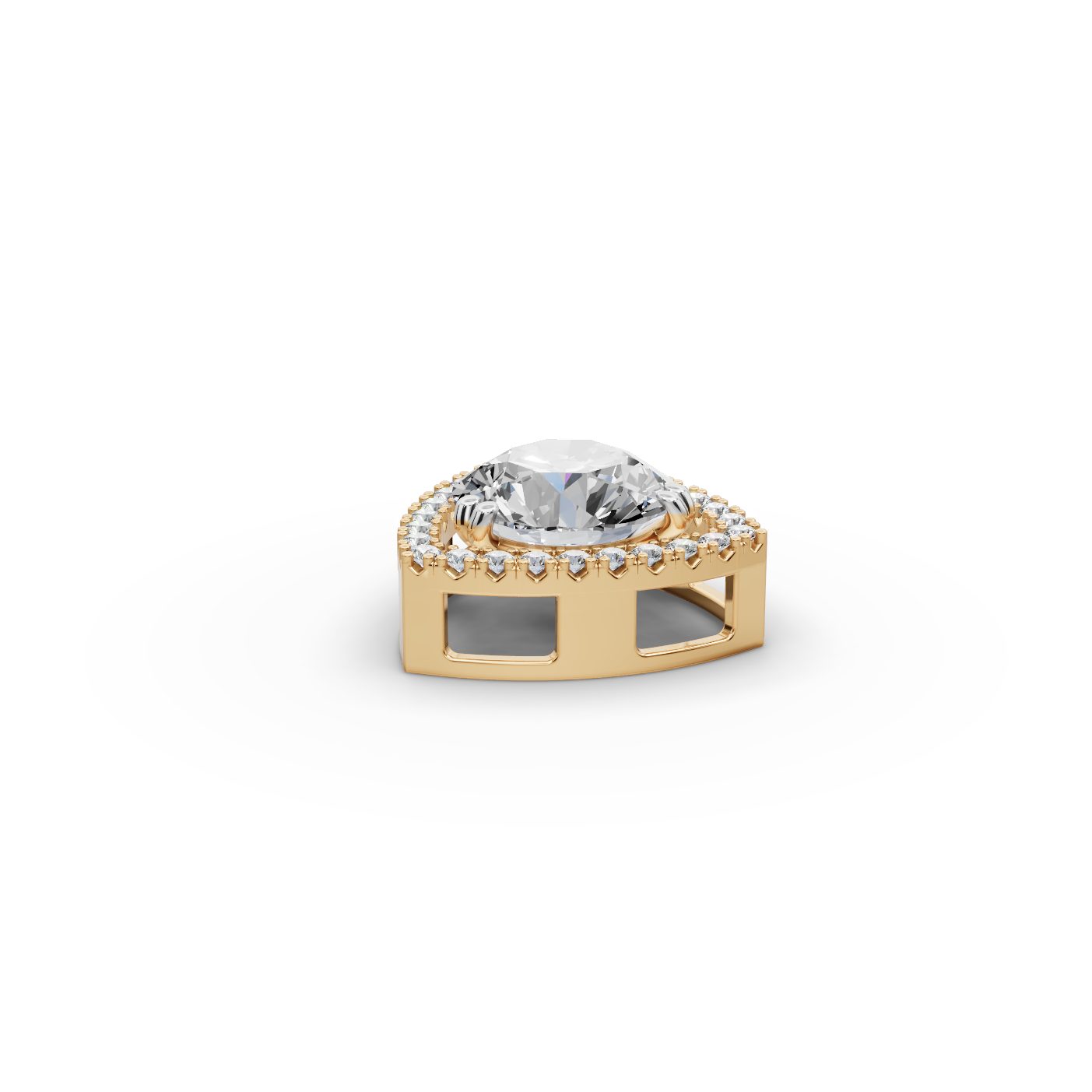 Timeless Dew Round Lab-Grown Diamond Halo Pendant in yellow gold