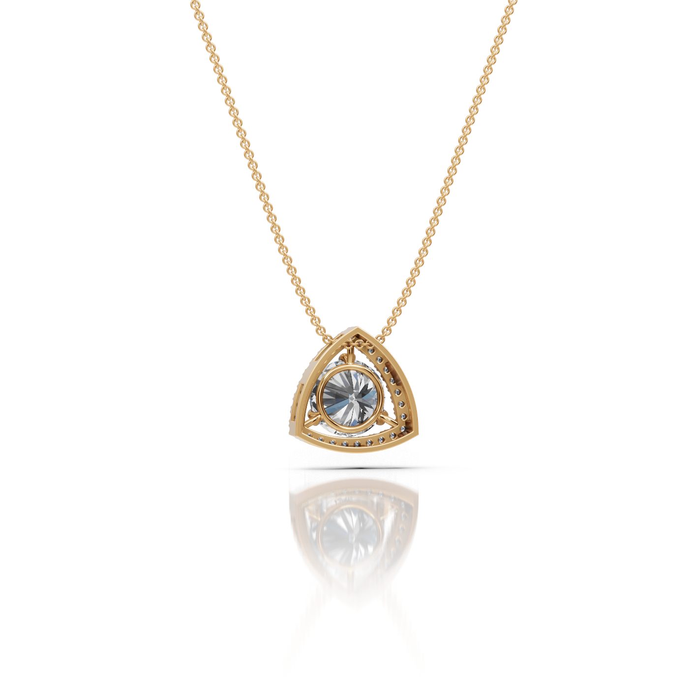 Timeless Dew Round Lab-Grown Diamond Halo Pendant in yellow gold
