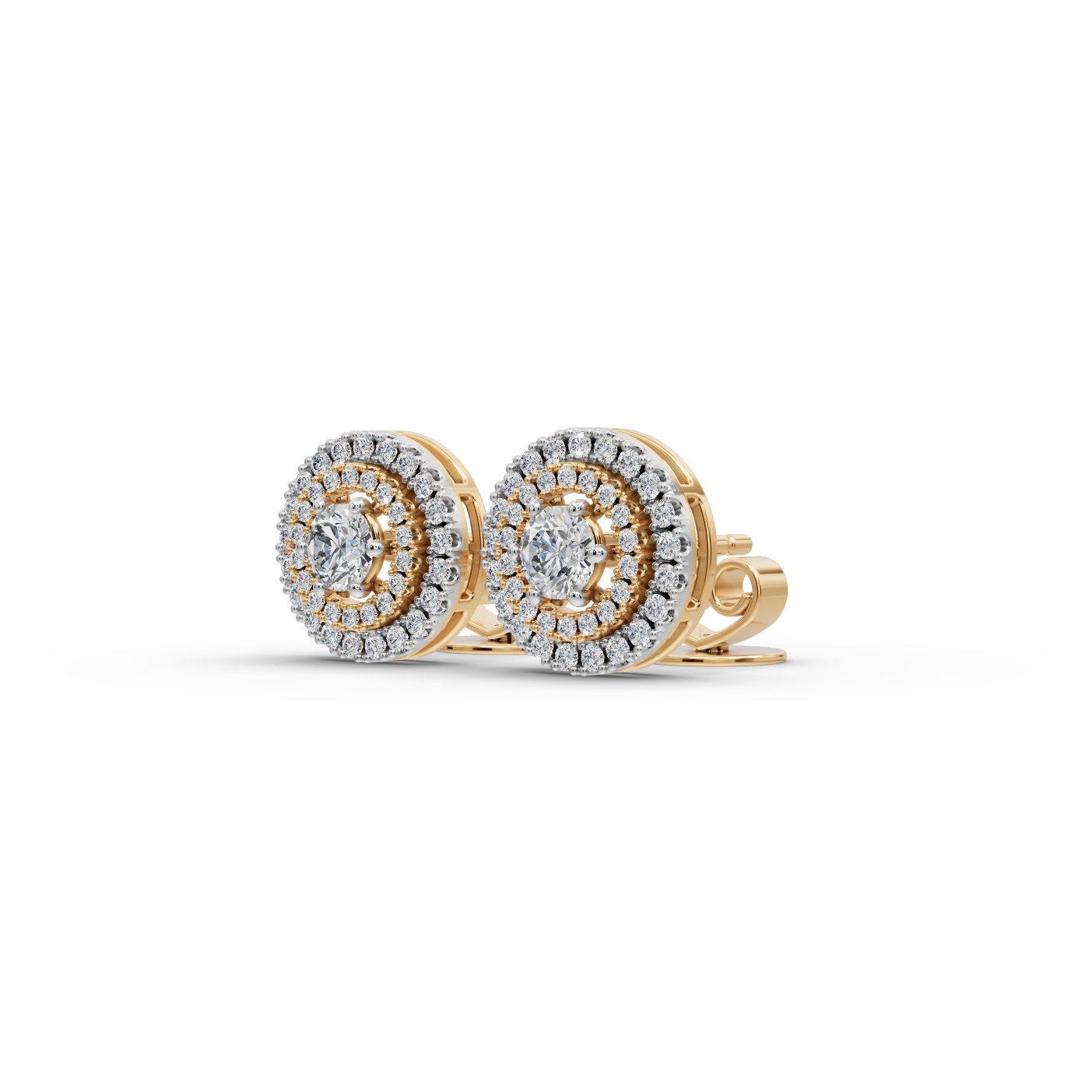Serene Reverie Round Lab-Grown Diamond Halo Earring in yellow gold