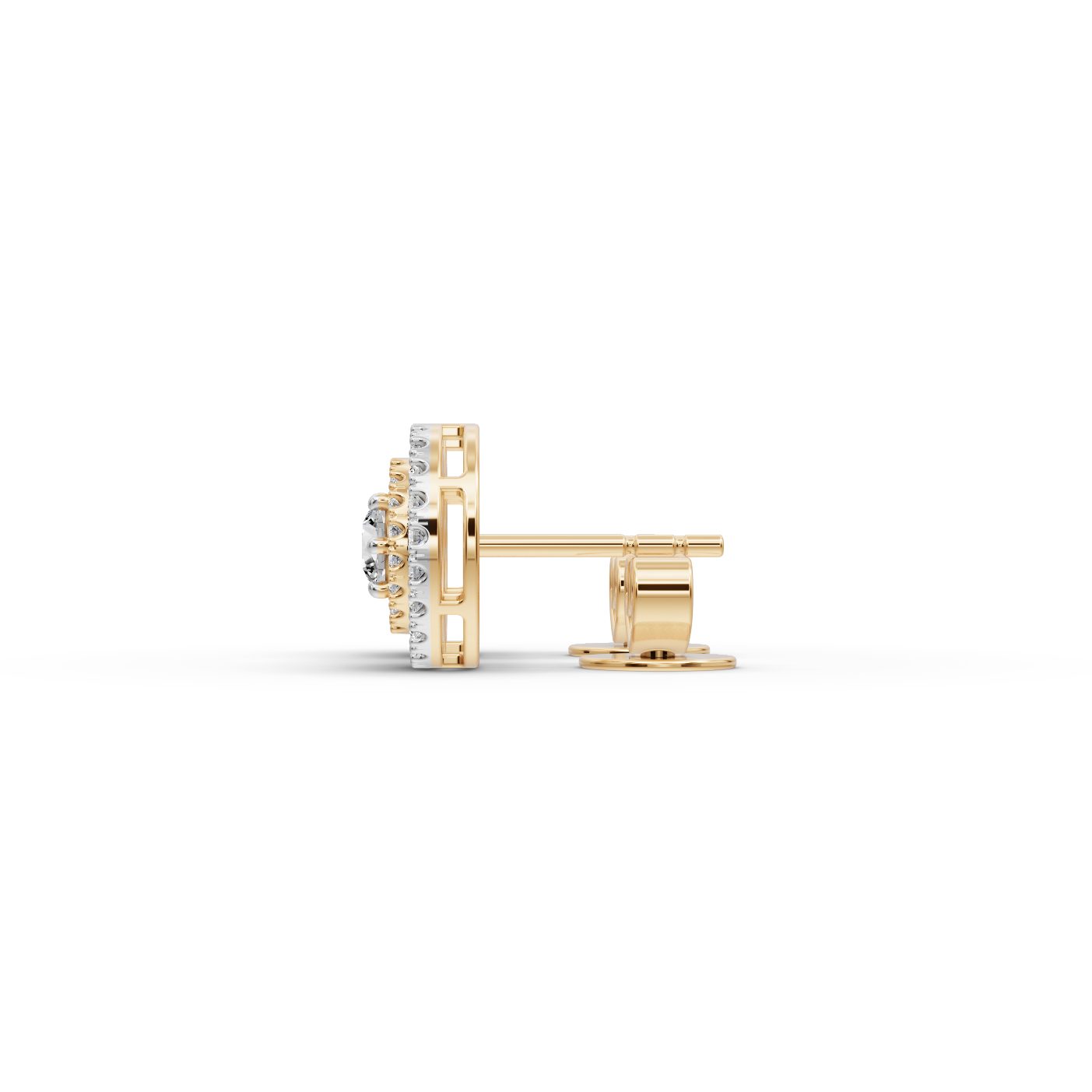 Serene Reverie Round Lab-Grown Diamond Halo Earring in yellow gold
