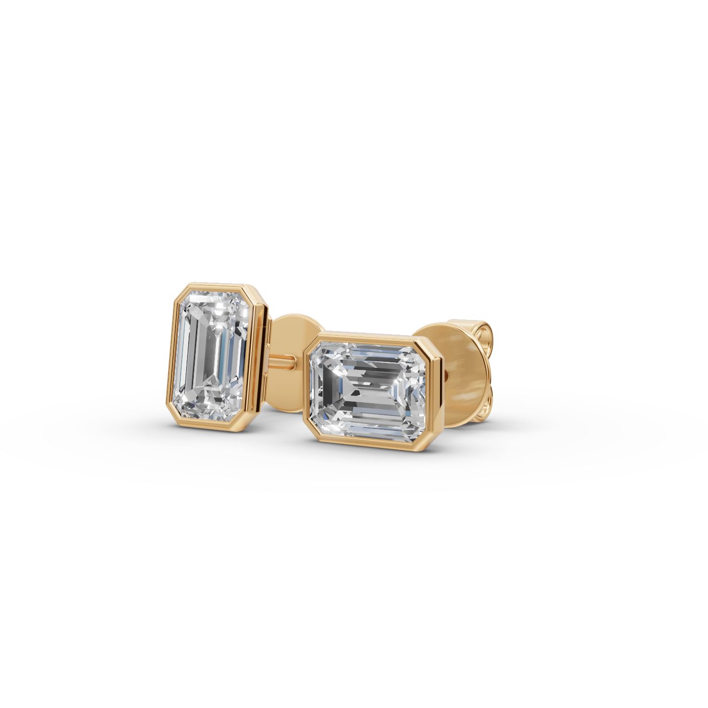 Morning Aura Emerald Lab-Grown Diamond Studs Earring in yellow gold, set with lab-grown diamonds