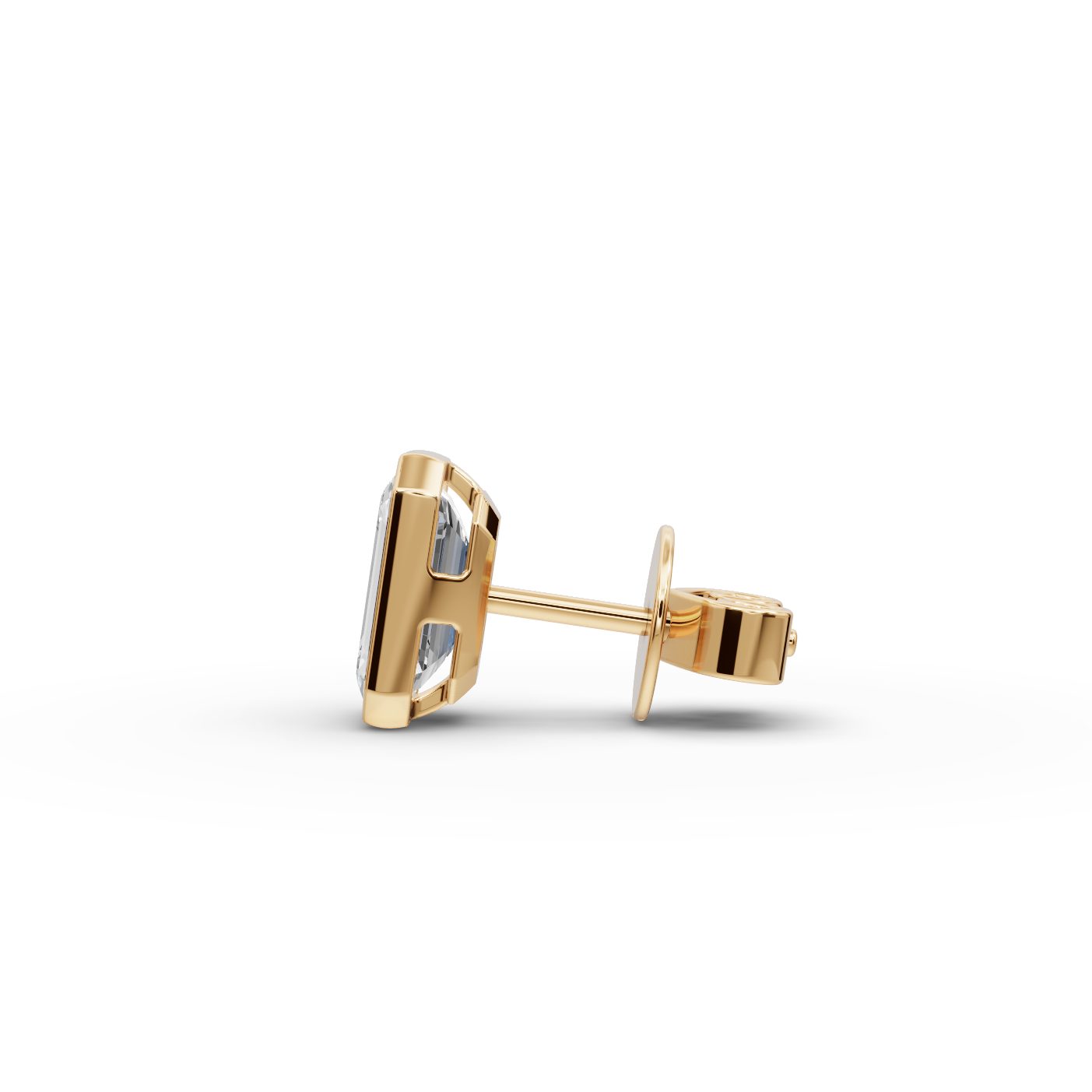 Morning Aura Emerald Lab-Grown Diamond Studs Earring in yellow gold