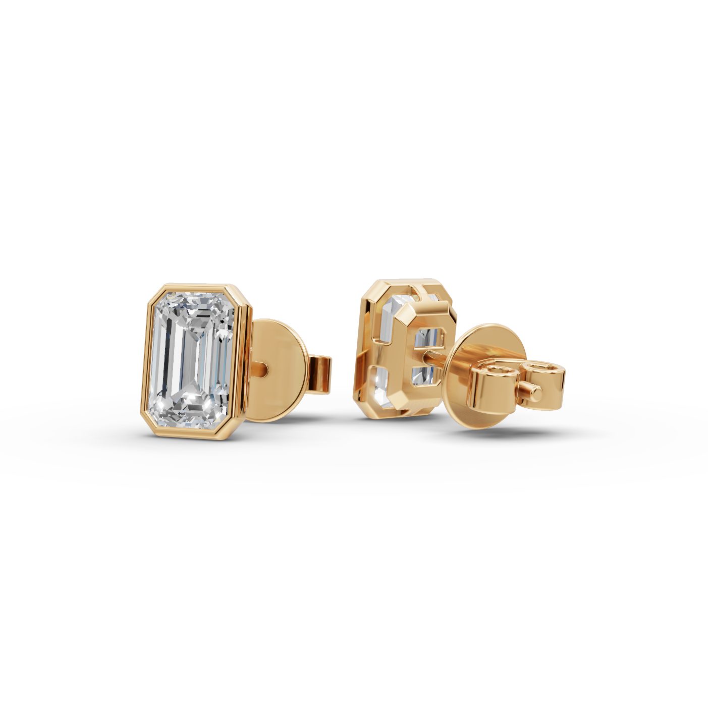Morning Aura Emerald Lab-Grown Diamond Studs Earring in yellow gold