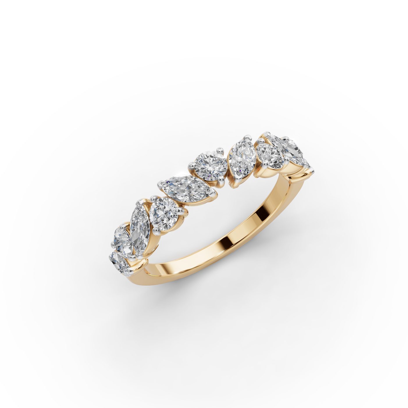 Graceful Reverie Marquise Lab-Grown Diamond Bands Ring in yellow gold