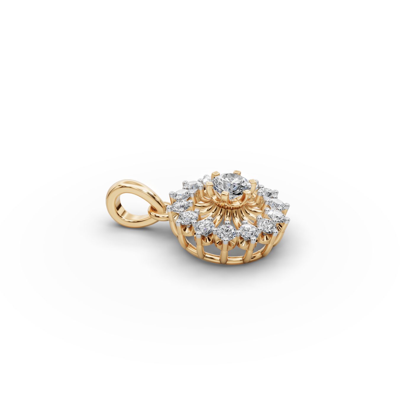 Pristine Muse Sunburst Lab-Grown Diamond Pendant in yellow gold