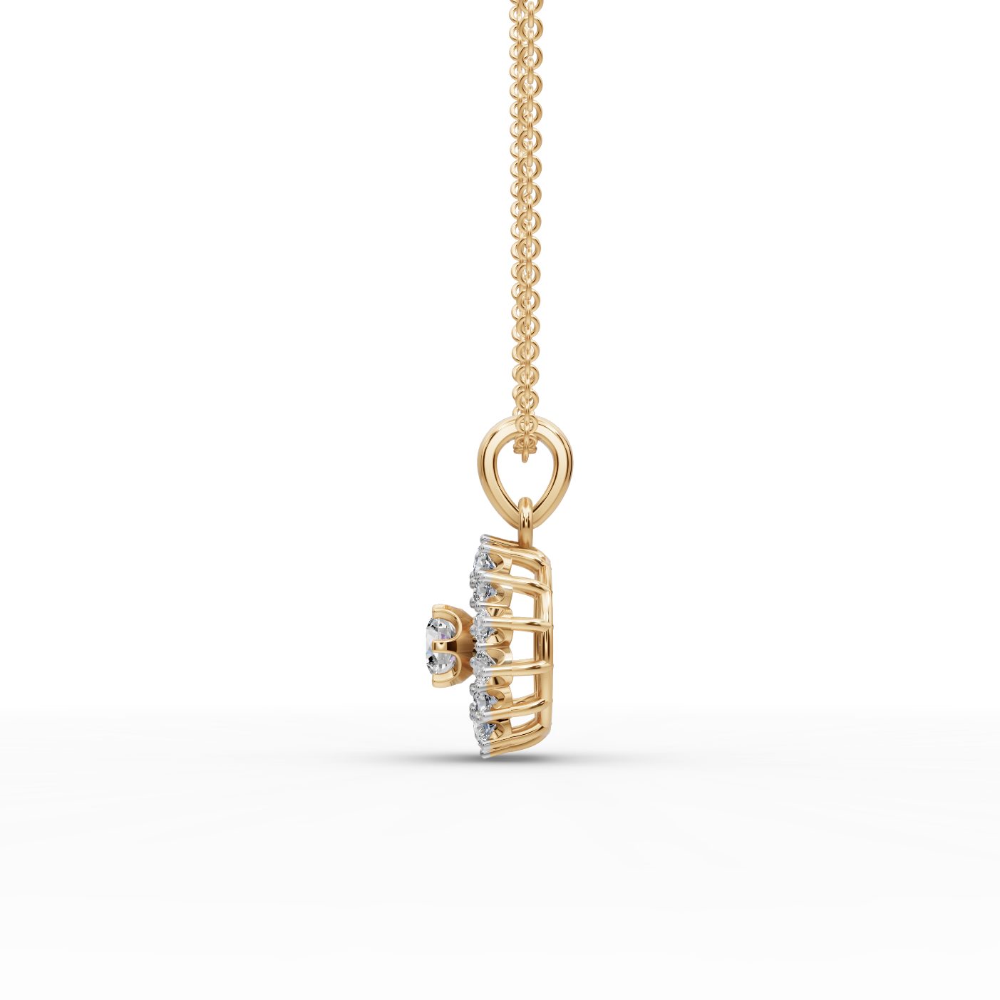 Pristine Muse Sunburst Lab-Grown Diamond Pendant in yellow gold