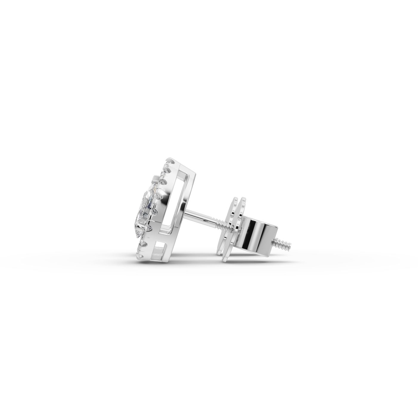 Midnight Trail Pear Halo Stud Lab-Grown Diamond Silver Earring in silver