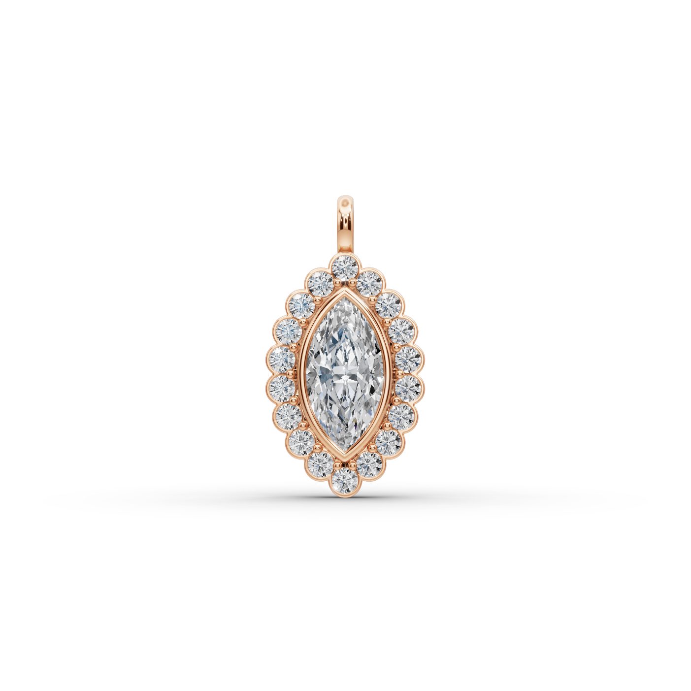 Serene Promise Marquise Lab-Grown Diamond Halo Pendant in rose gold