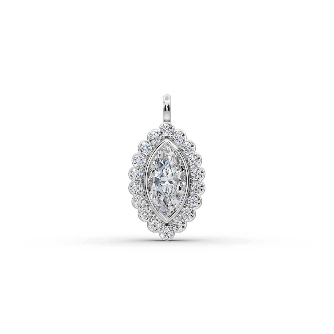Serene Promise Marquise Lab-Grown Diamond Halo Pendant in white gold