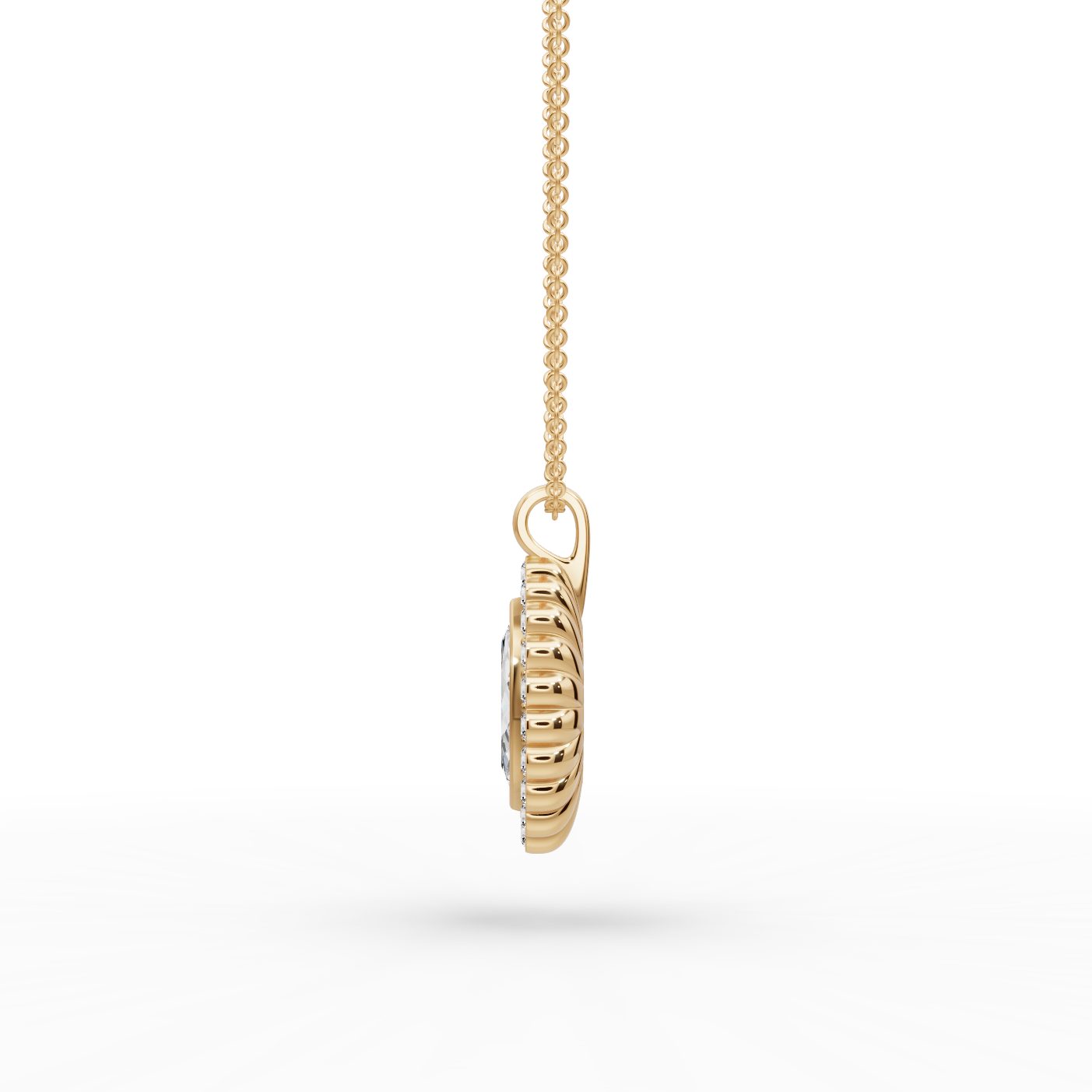 Serene Promise Marquise Lab-Grown Diamond Halo Pendant in yellow gold