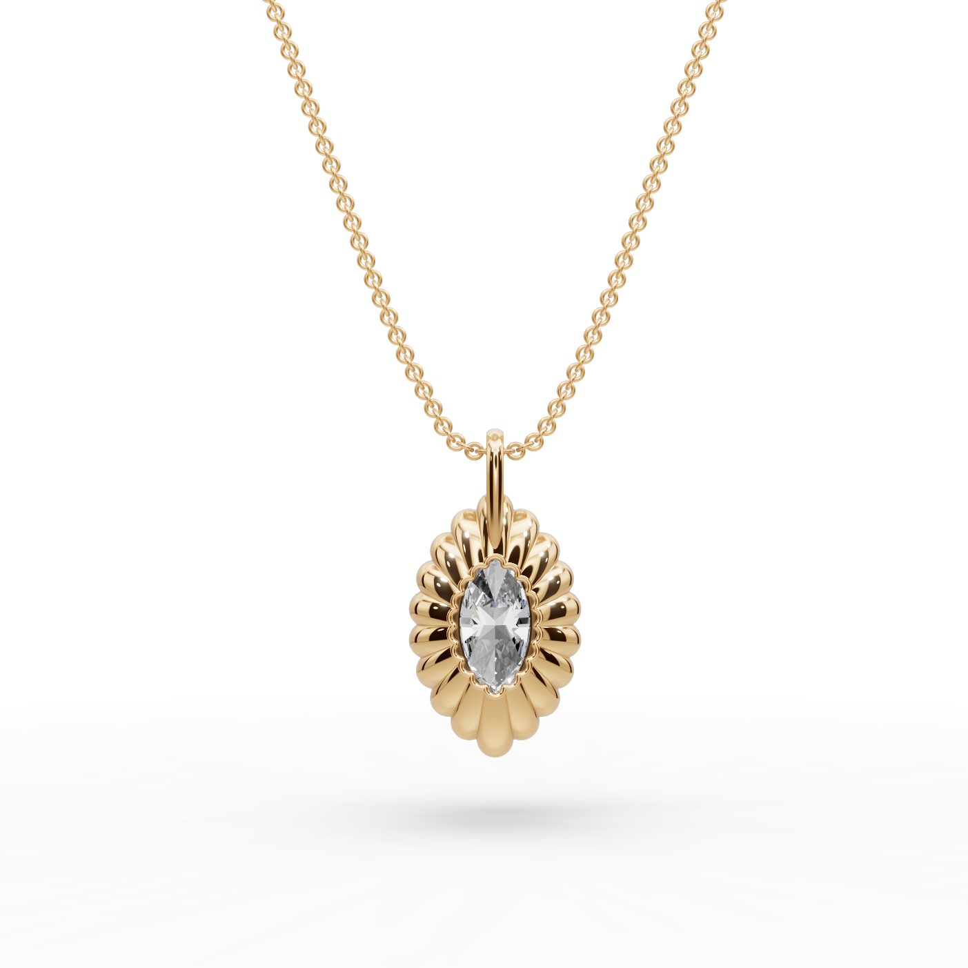 Serene Promise Marquise Lab-Grown Diamond Halo Pendant in yellow gold