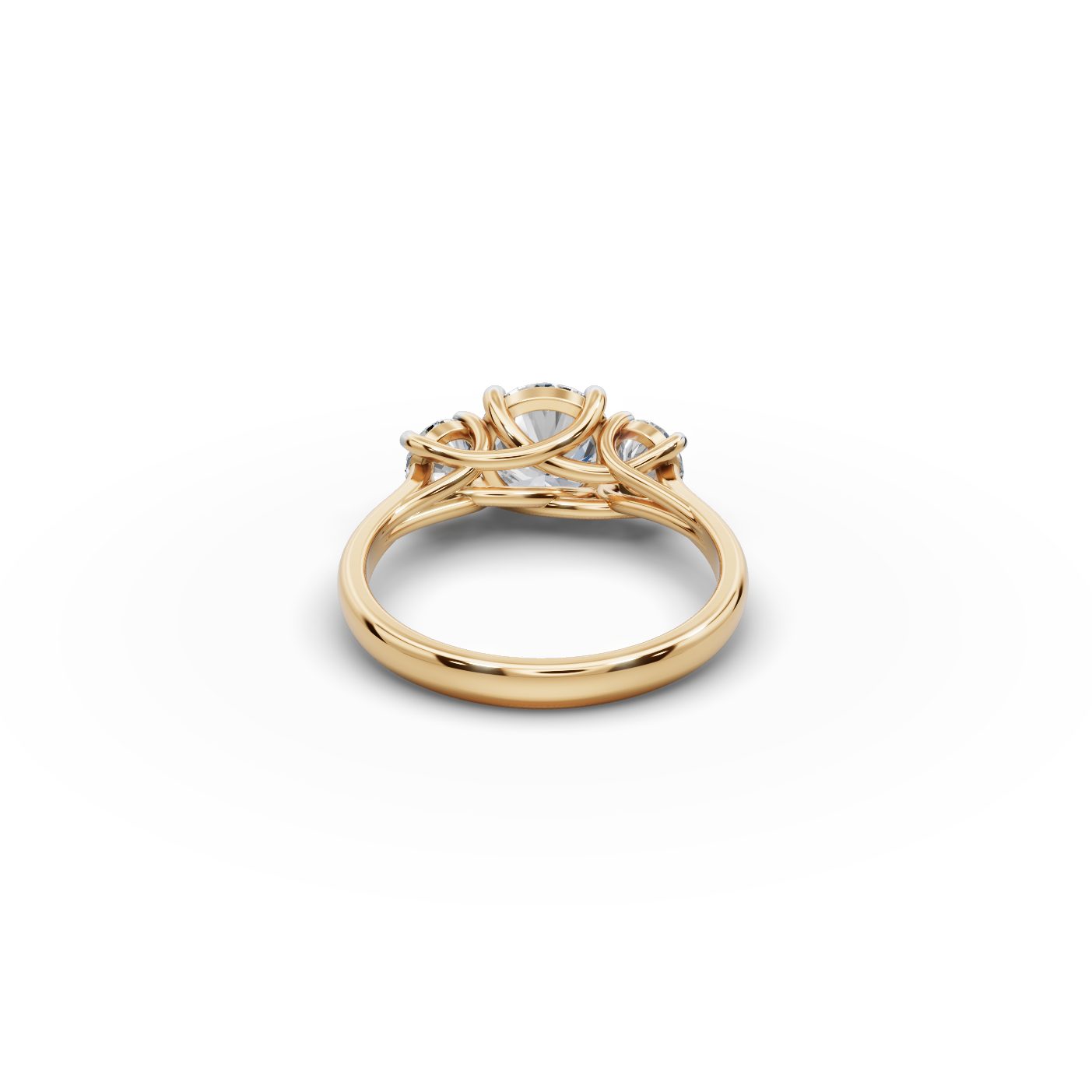 Opulent Light Round Lab-Grown Diamond Three Stone Ring in yellow gold