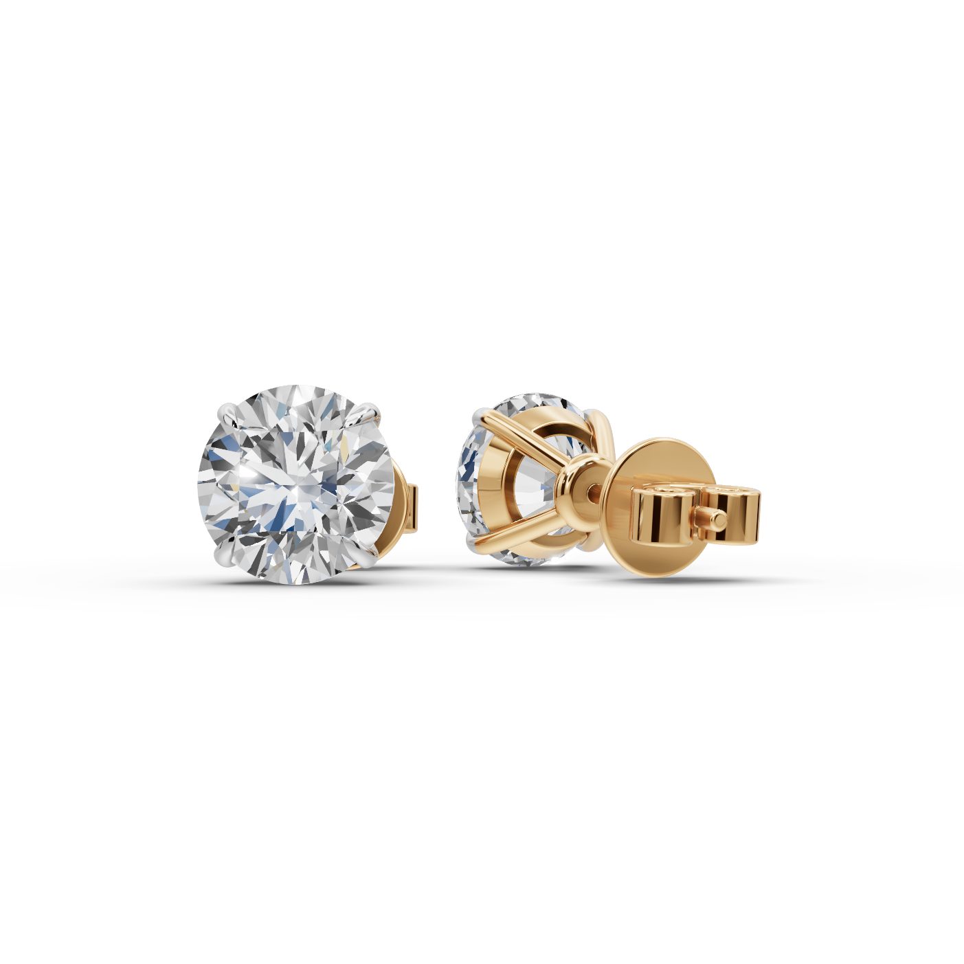 Delicate Ember Round Lab-Grown Diamond Studs Earring in yellow gold