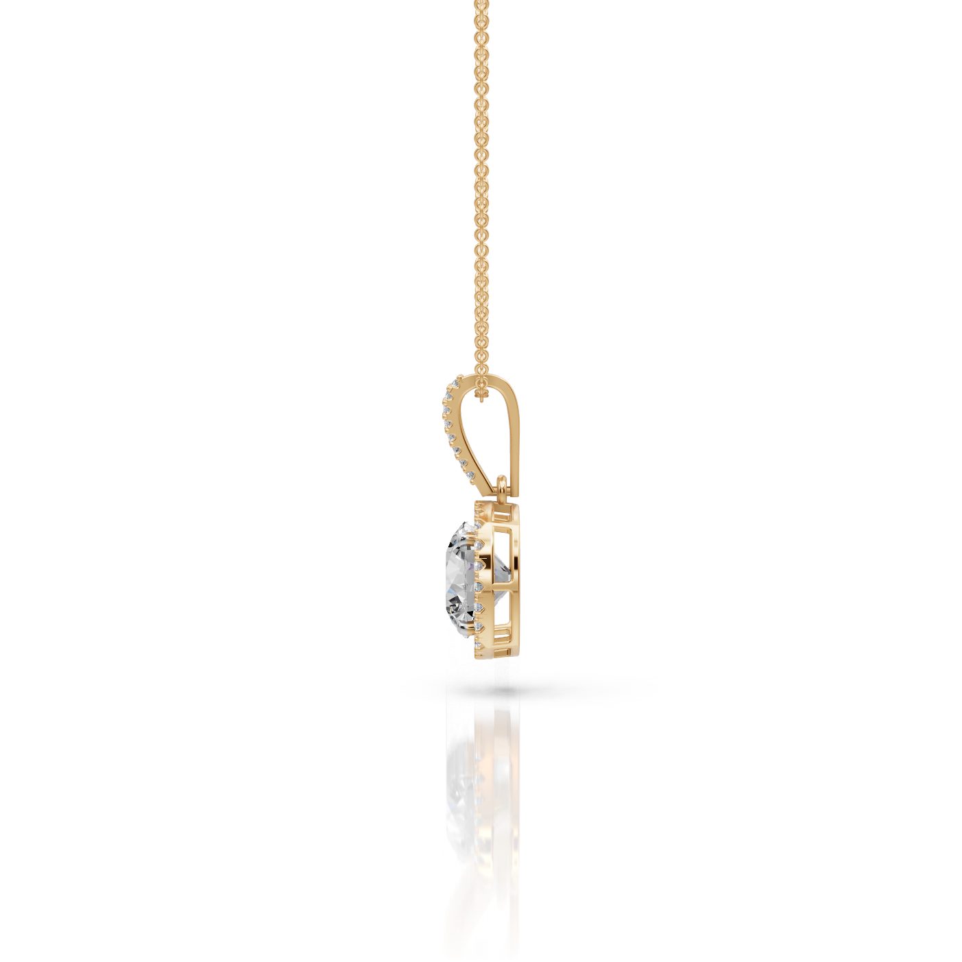 Royal Grace Round Lab-Grown Diamond Halo Pendant in yellow gold