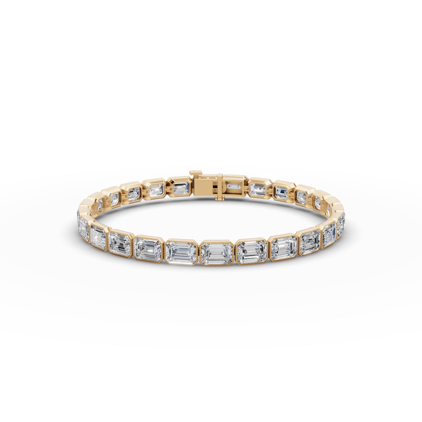 Opulent Aura Emerald Lab-Grown Diamond Tennis Bracelet in yellow gold, set with lab-grown diamonds