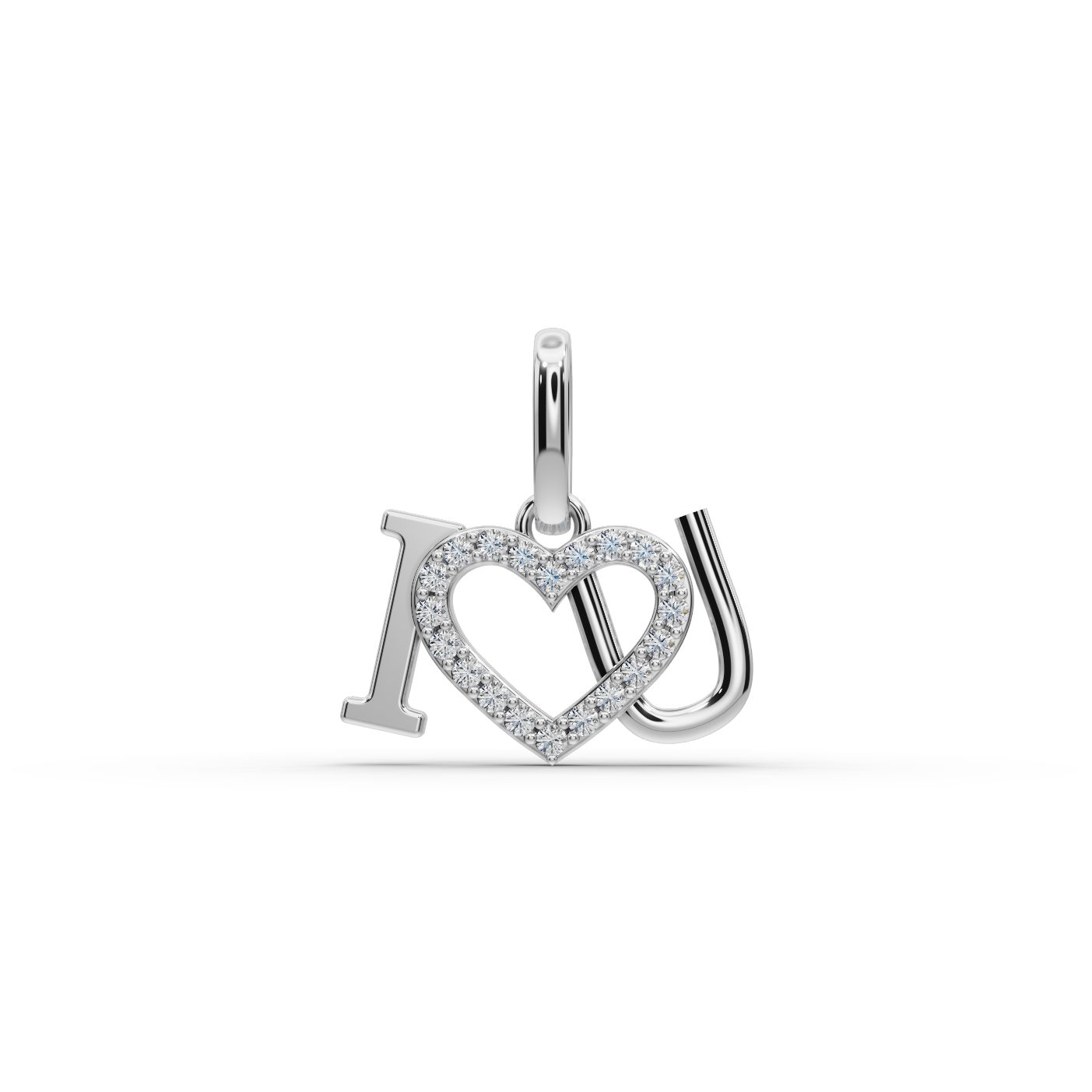 Regal Muse I Love You Lab-Grown Diamond Silver Pendant in silver, set with lab-grown diamonds