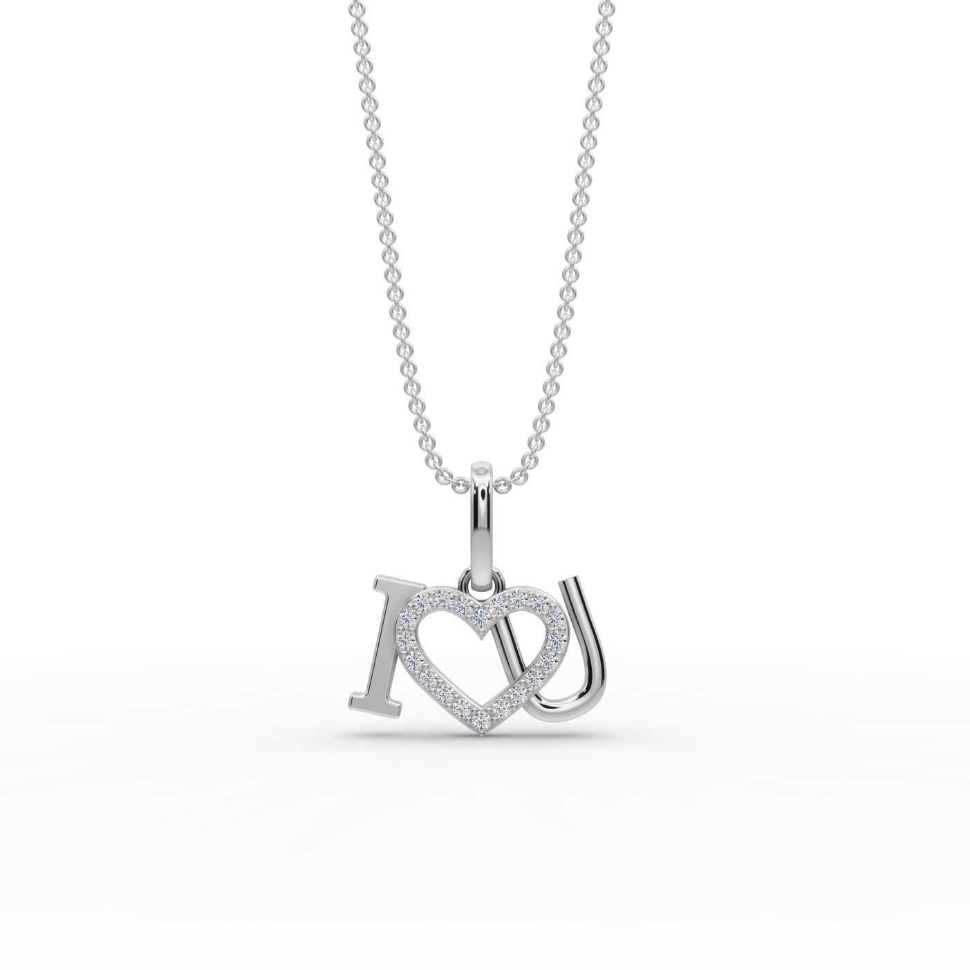 Regal Muse I Love You Lab-Grown Diamond Silver Pendant in silver