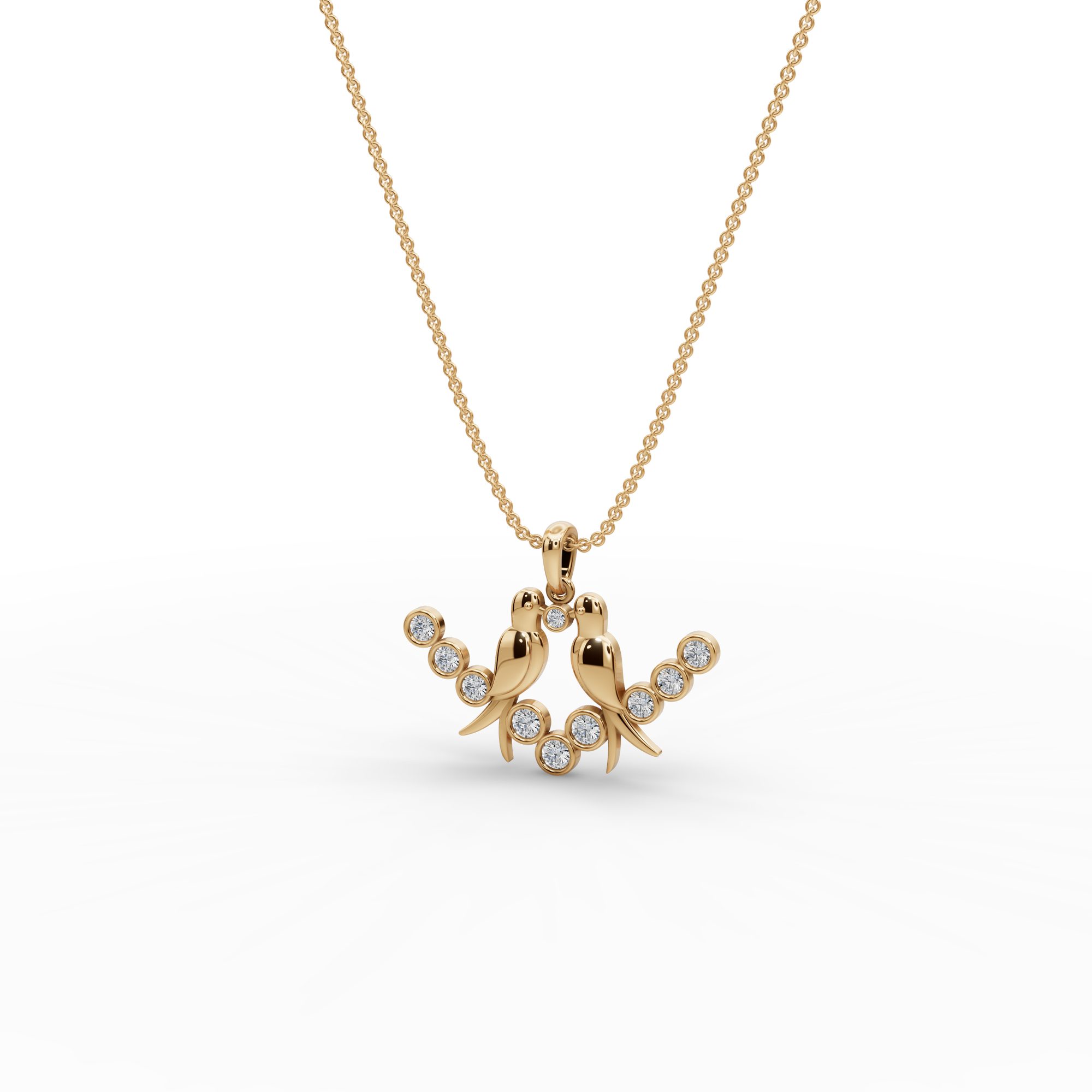 Everlasting Muse Lovebirds Lab-Grown Diamond Pendant in yellow gold