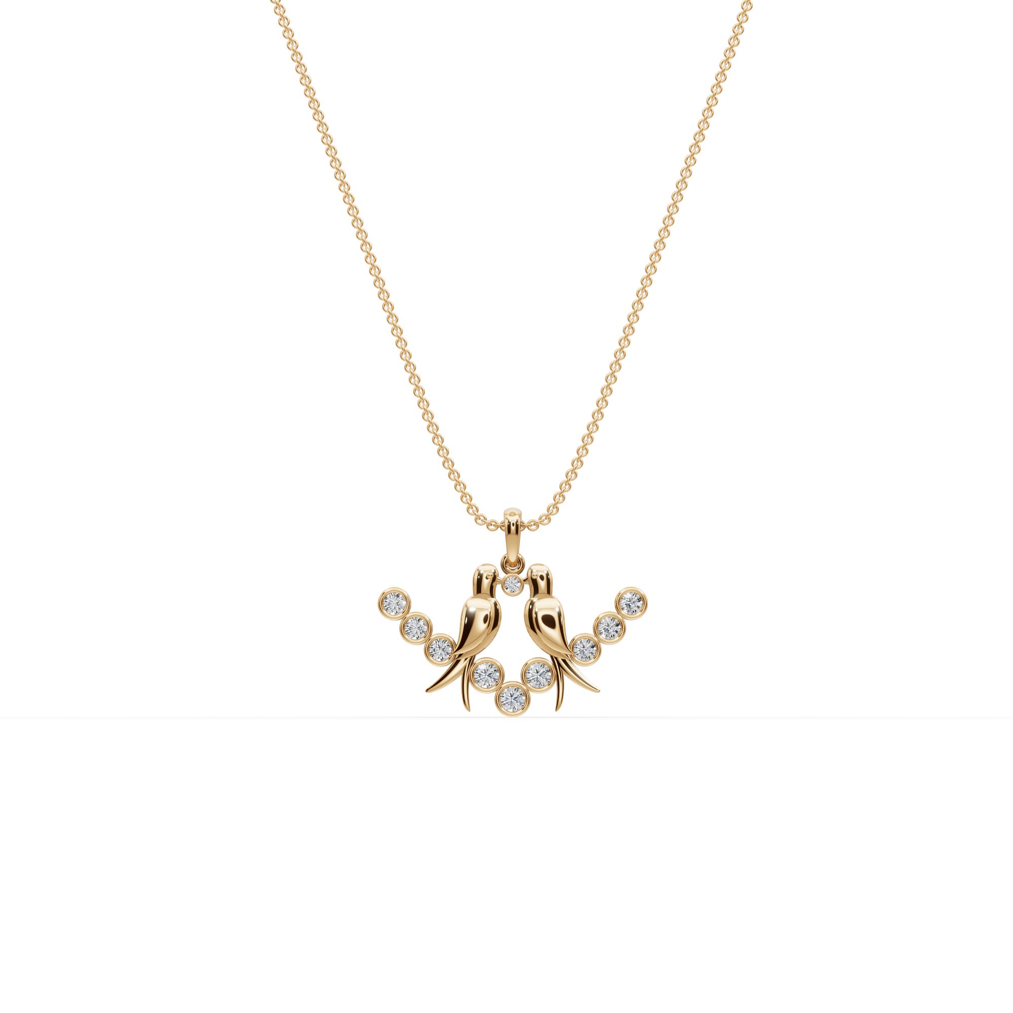 Everlasting Muse Lovebirds Lab-Grown Diamond Pendant in yellow gold