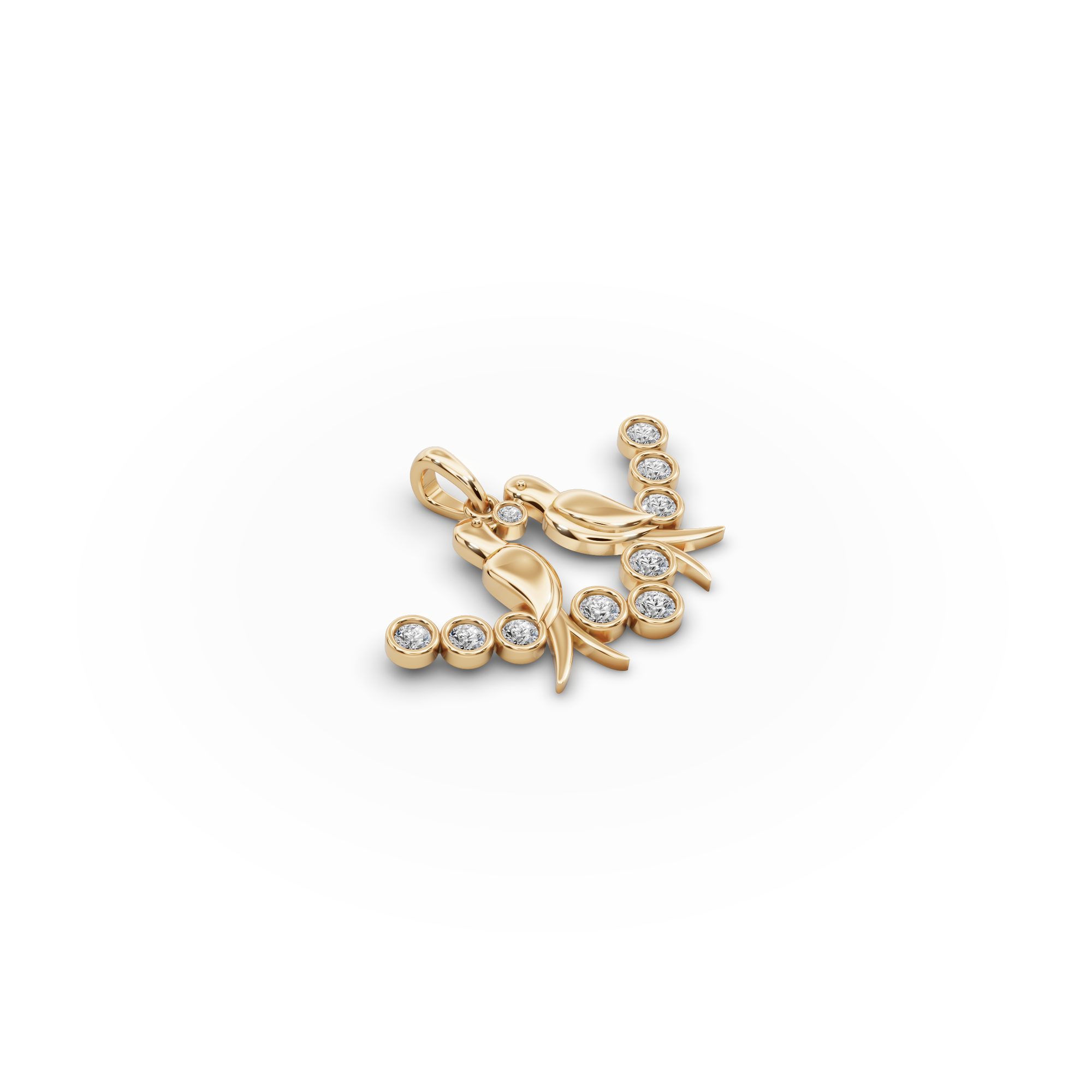 Everlasting Muse Lovebirds Lab-Grown Diamond Pendant in yellow gold