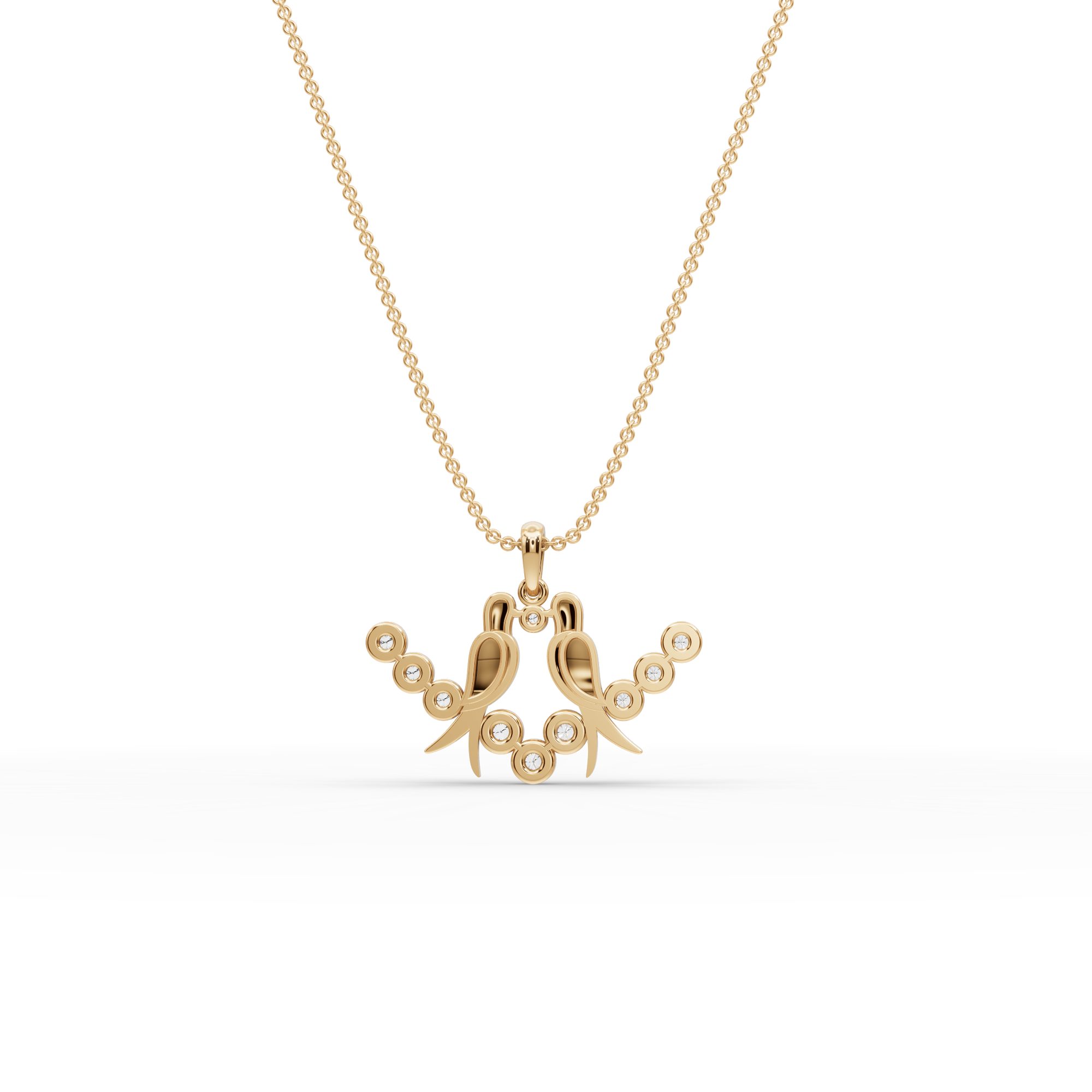 Everlasting Muse Lovebirds Lab-Grown Diamond Pendant in yellow gold