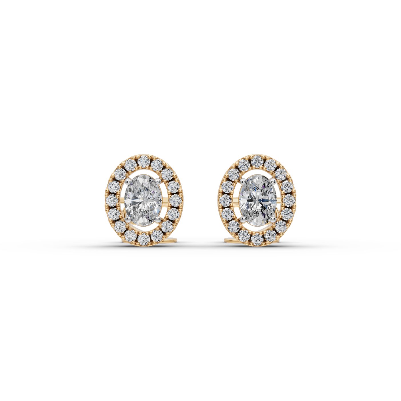 Infinite Cascade Oval Lab-Grown Diamond Studs Earring in yellow gold, set with lab-grown diamonds