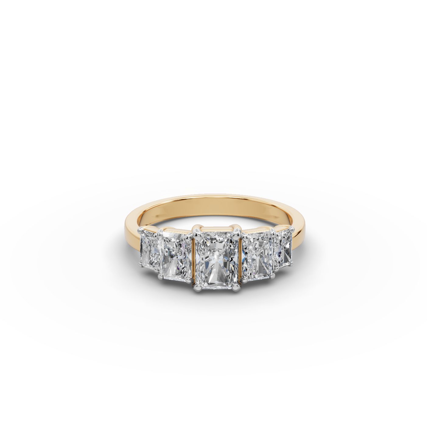 Midnight Dew Radiant Lab-Grown Diamond Five Stone Ring in yellow gold, set with lab-grown diamonds