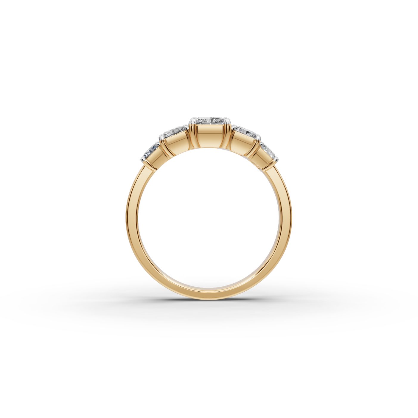 Midnight Dew Radiant Lab-Grown Diamond Five Stone Ring in yellow gold