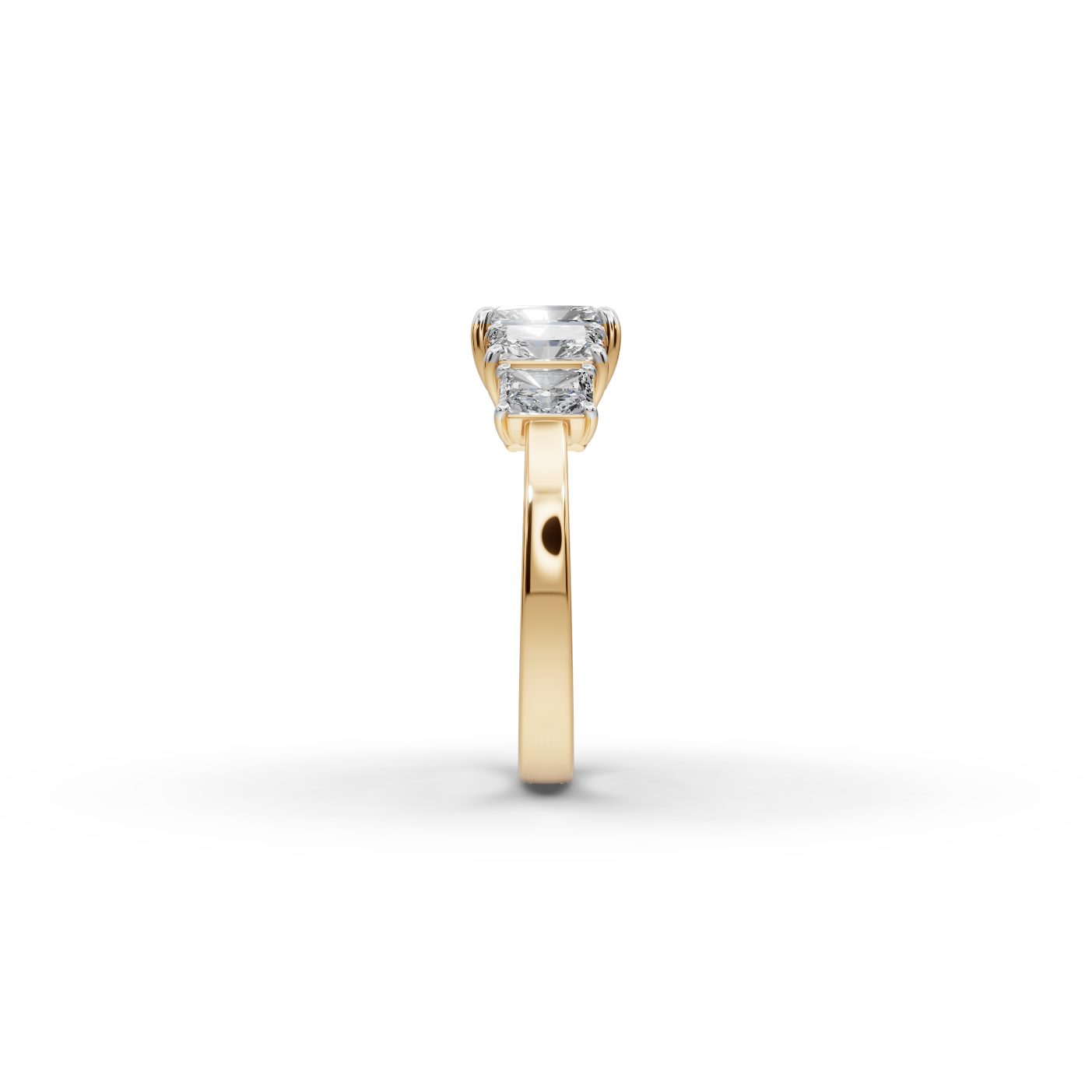 Midnight Dew Radiant Lab-Grown Diamond Five Stone Ring in yellow gold