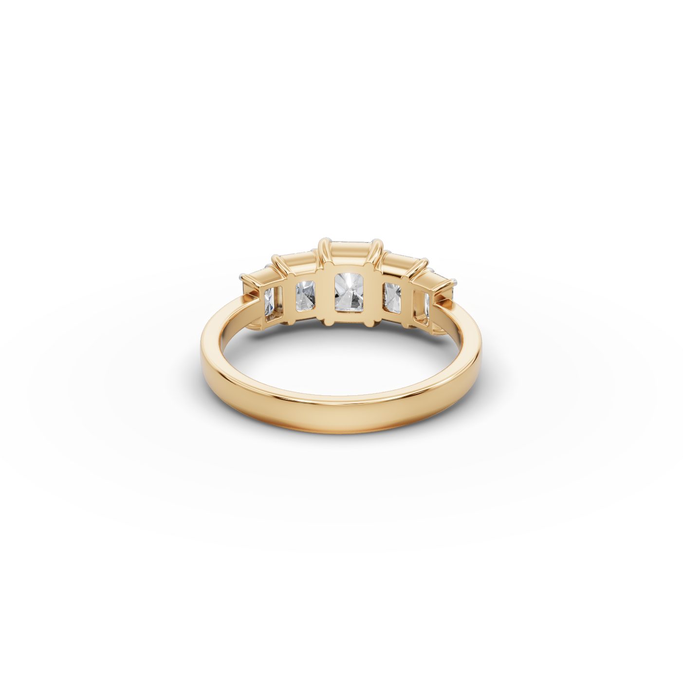 Midnight Dew Radiant Lab-Grown Diamond Five Stone Ring in yellow gold